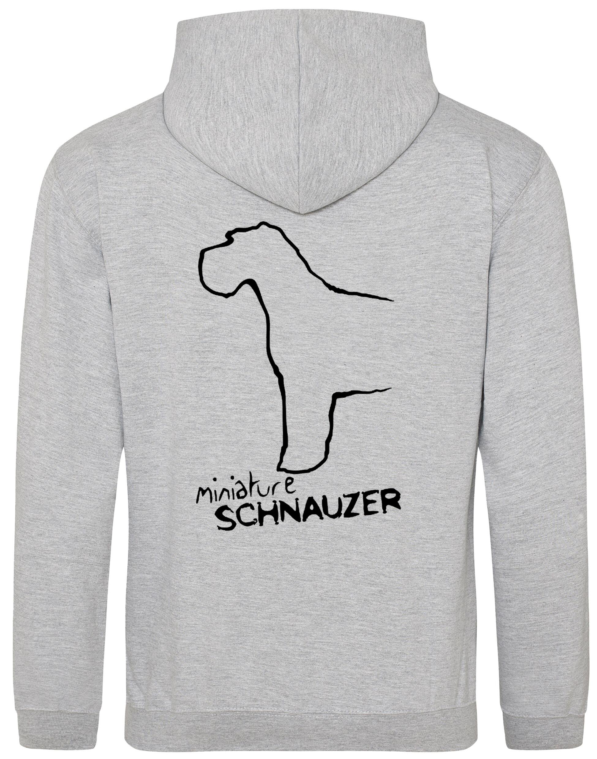 Miniature Schnauzer Pullover Hoodie with exclusive breed artwork, fleece interior, and customisation options for dog lovers.