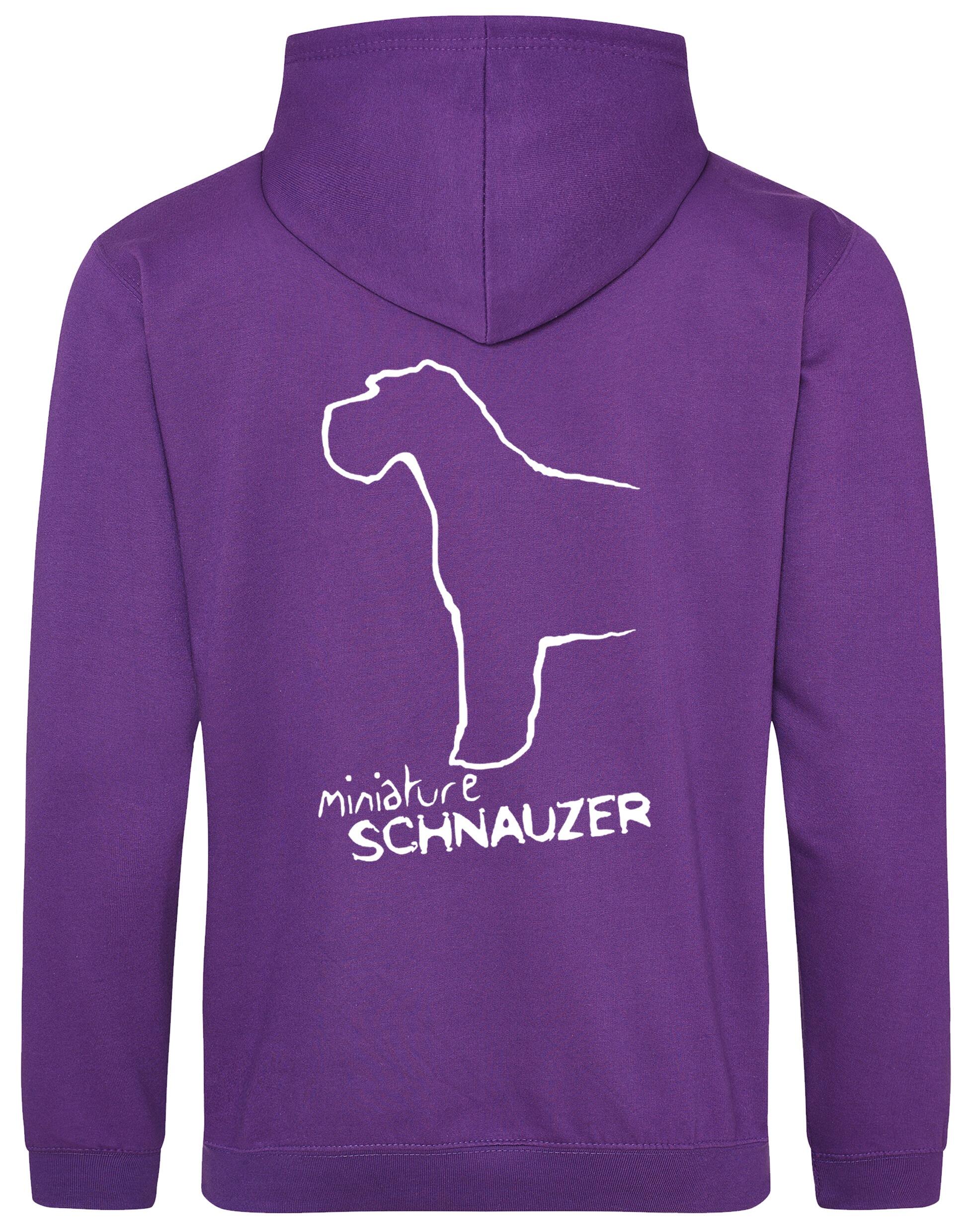 Miniature Schnauzer Pullover Hoodie with exclusive breed artwork, fleece interior, and customisation options for dog lovers.
