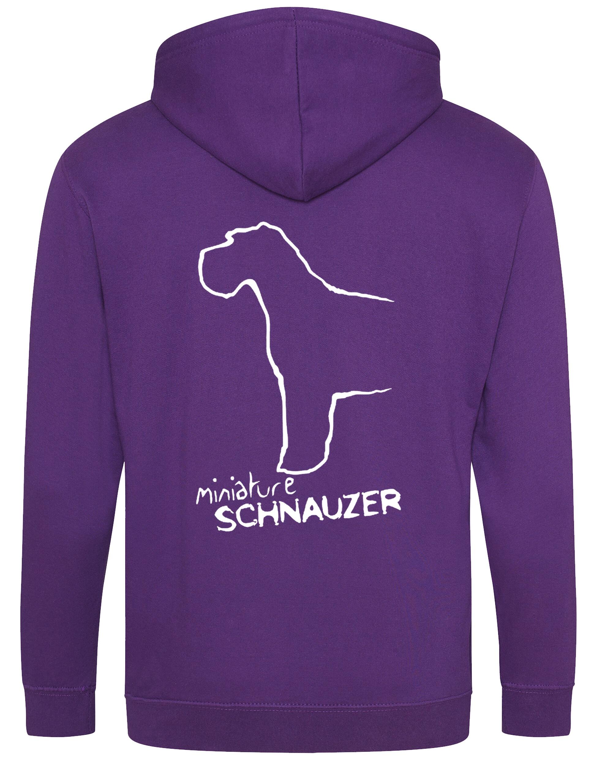 Miniature Schnauzer Zipped Hoodie with exclusive breed artwork, full-zip design, and cosy fleece lining for dog lovers.