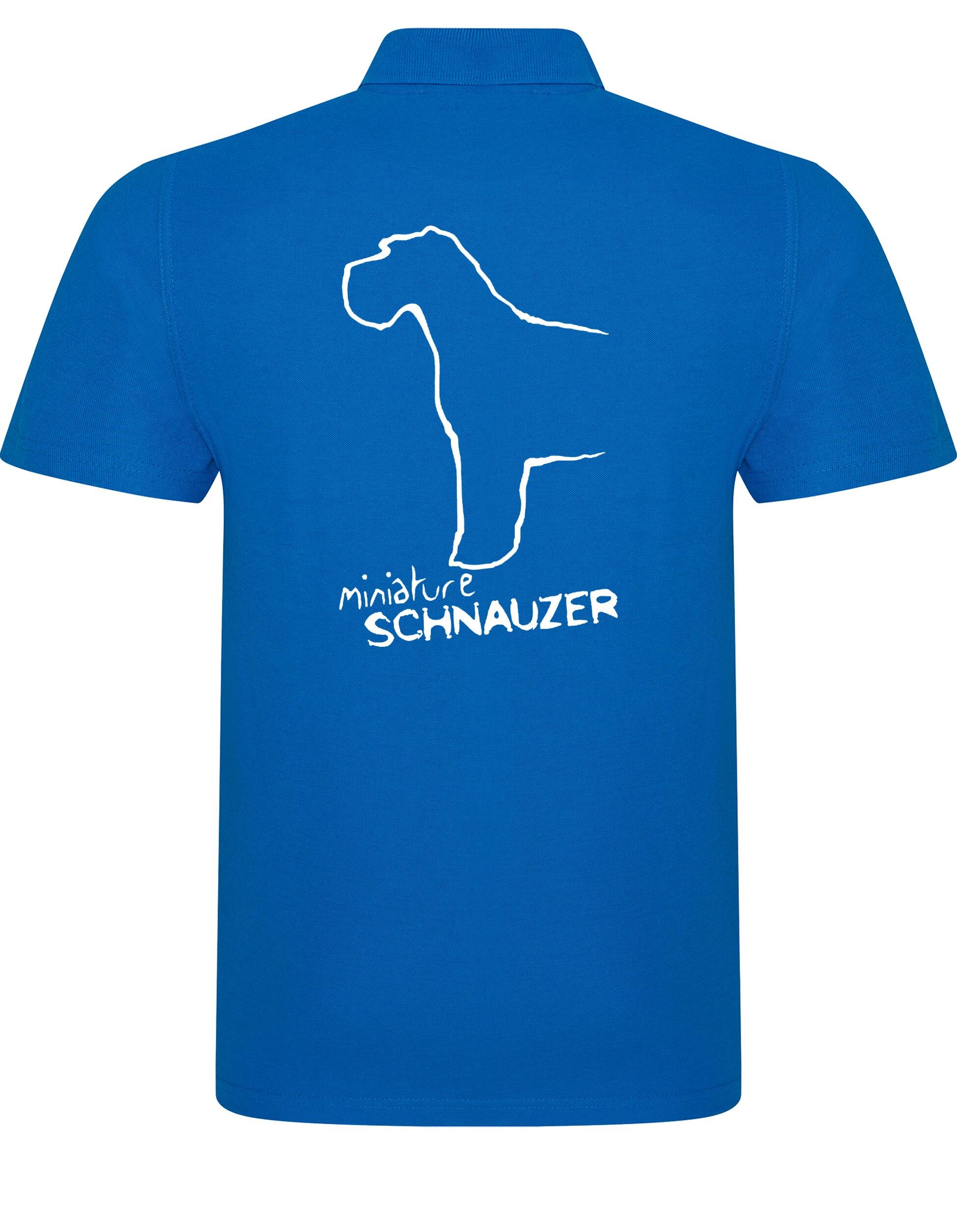 Miniature Schnauzer Unisex Cotton Polo featuring exclusive breed artwork, breathable cotton fabric, and a relaxed fit for comfort and style.
