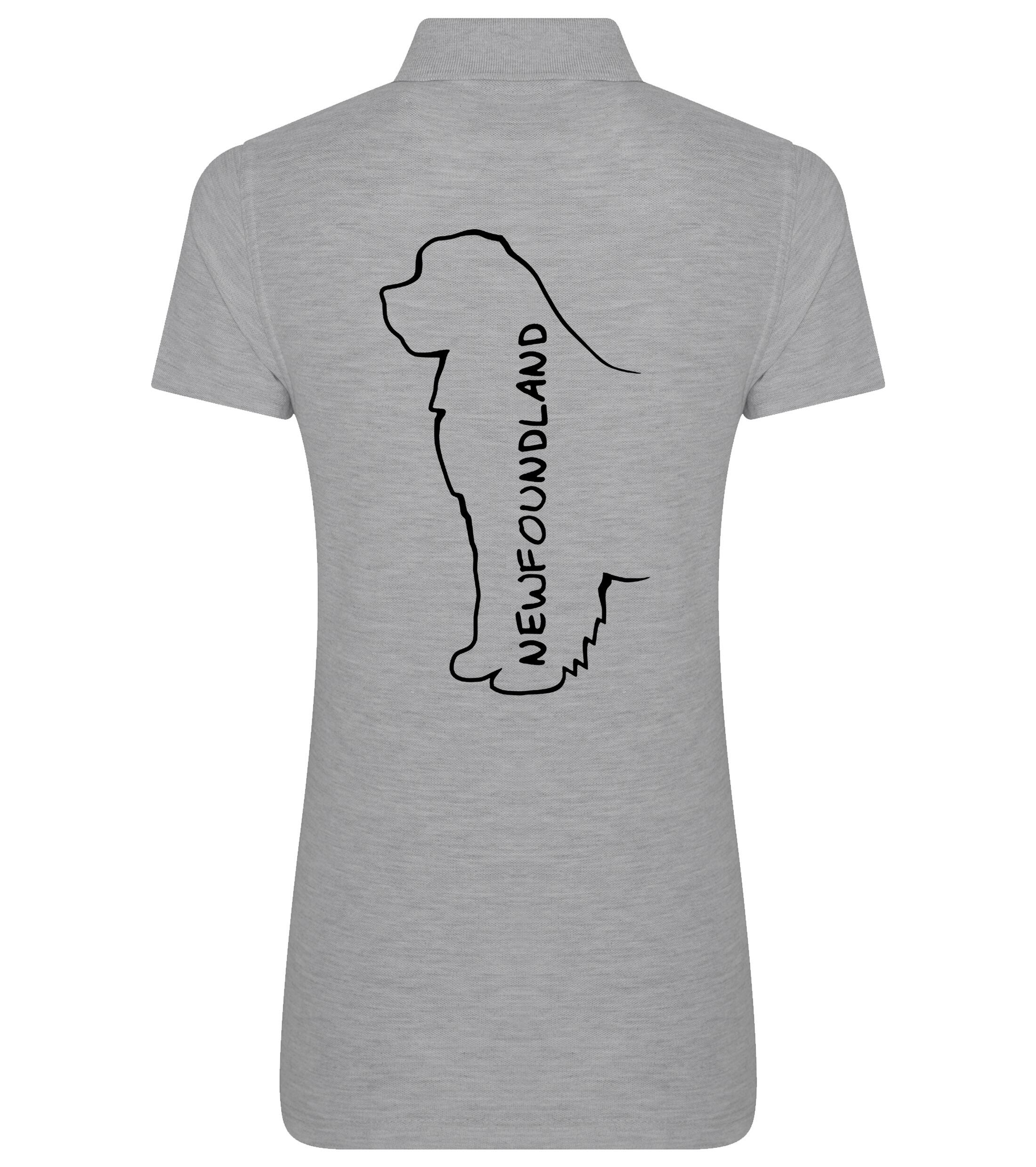 Women's Cotton Polo featuring exclusive Newfoundland dog breed design on the back, crafted from breathable, soft premium cotton with a flattering feminine fit, perfect for casual outings, dog events, and everyday comfort.