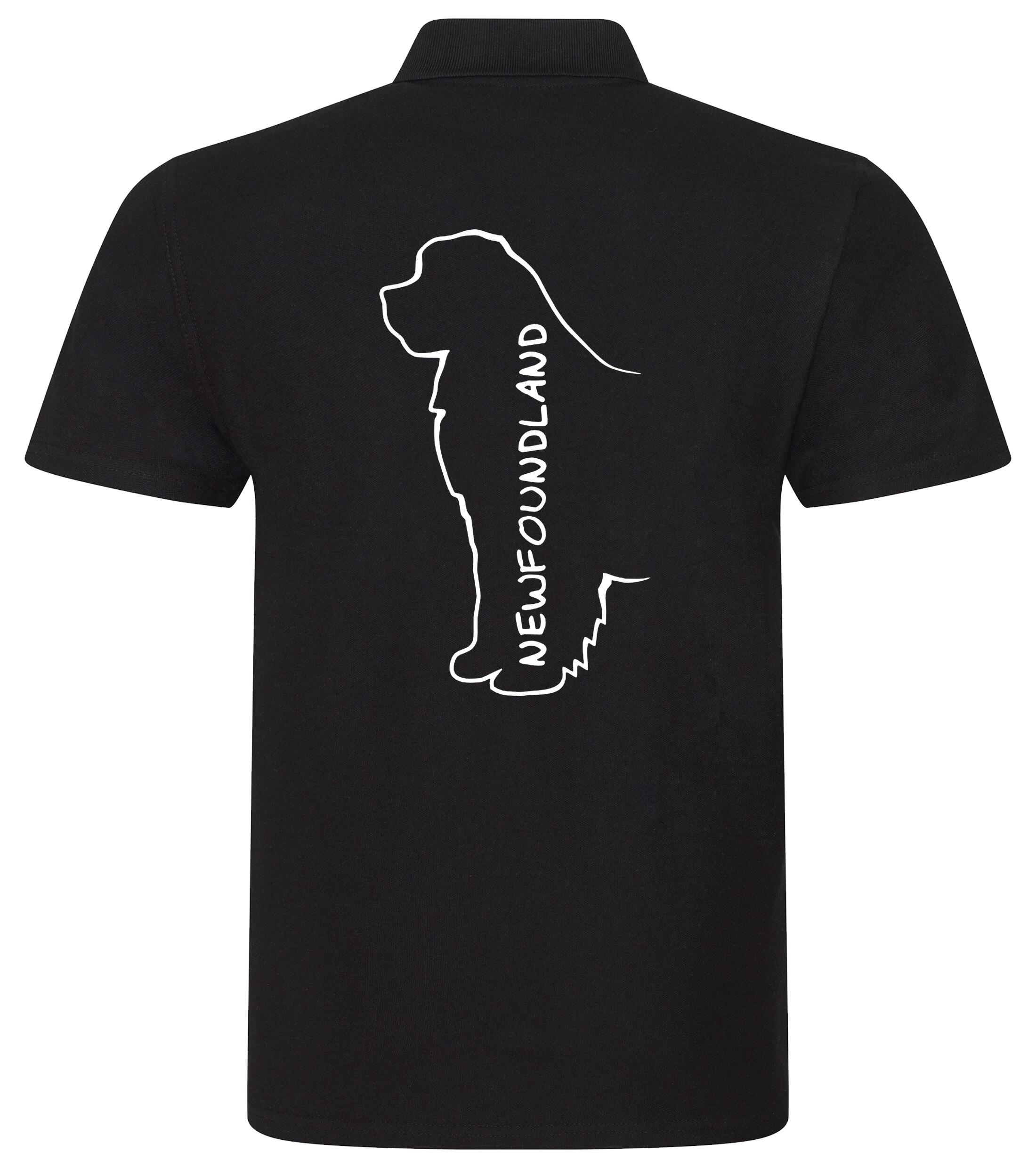 Unisex Cotton Polo featuring exclusive Newfoundland dog breed design on the back, crafted from breathable, soft premium cotton with a relaxed fit, perfect for casual outings, dog events, and everyday comfort.
