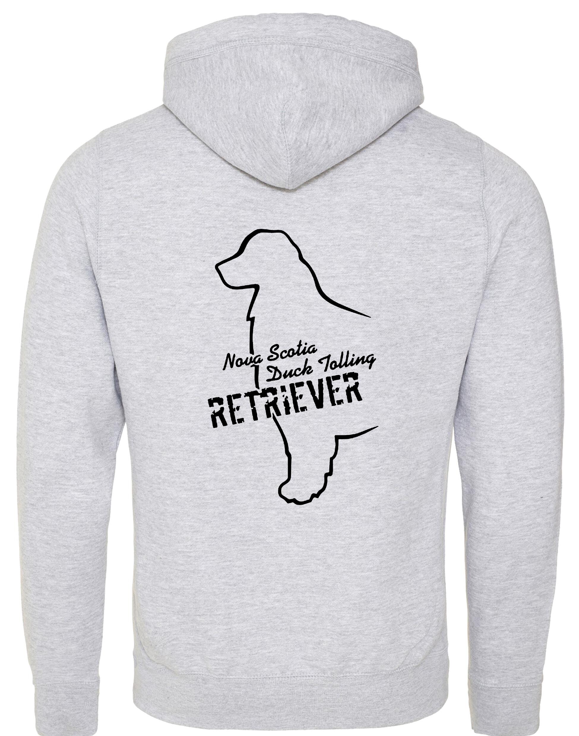 Nova Scotia Duck Tolling Retriever crossneck pullover hoodie featuring a detailed breed design on the back. Soft and breathable heavy-blend fabric with a cozy fleece lining, spacious kangaroo pocket, and ribbed cuffs for a stylish and functional fit. Perfect for dog lovers, outdoor adventures, and everyday wear.