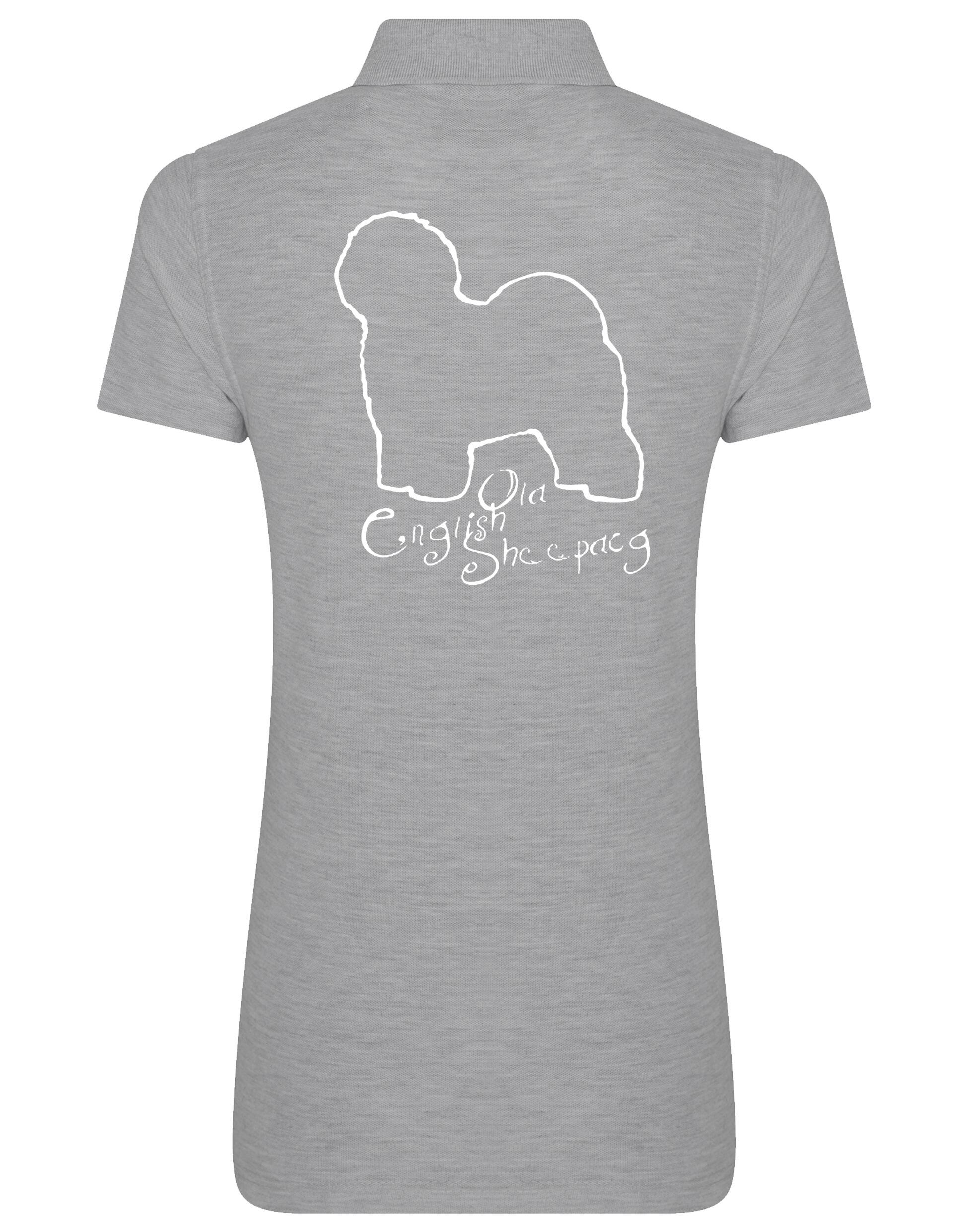 Old English Sheepdog Women's Cotton Polo – lightweight, breathable cotton, feminine fit, and exclusive breed artwork. A chic and comfortable choice for dog lovers.