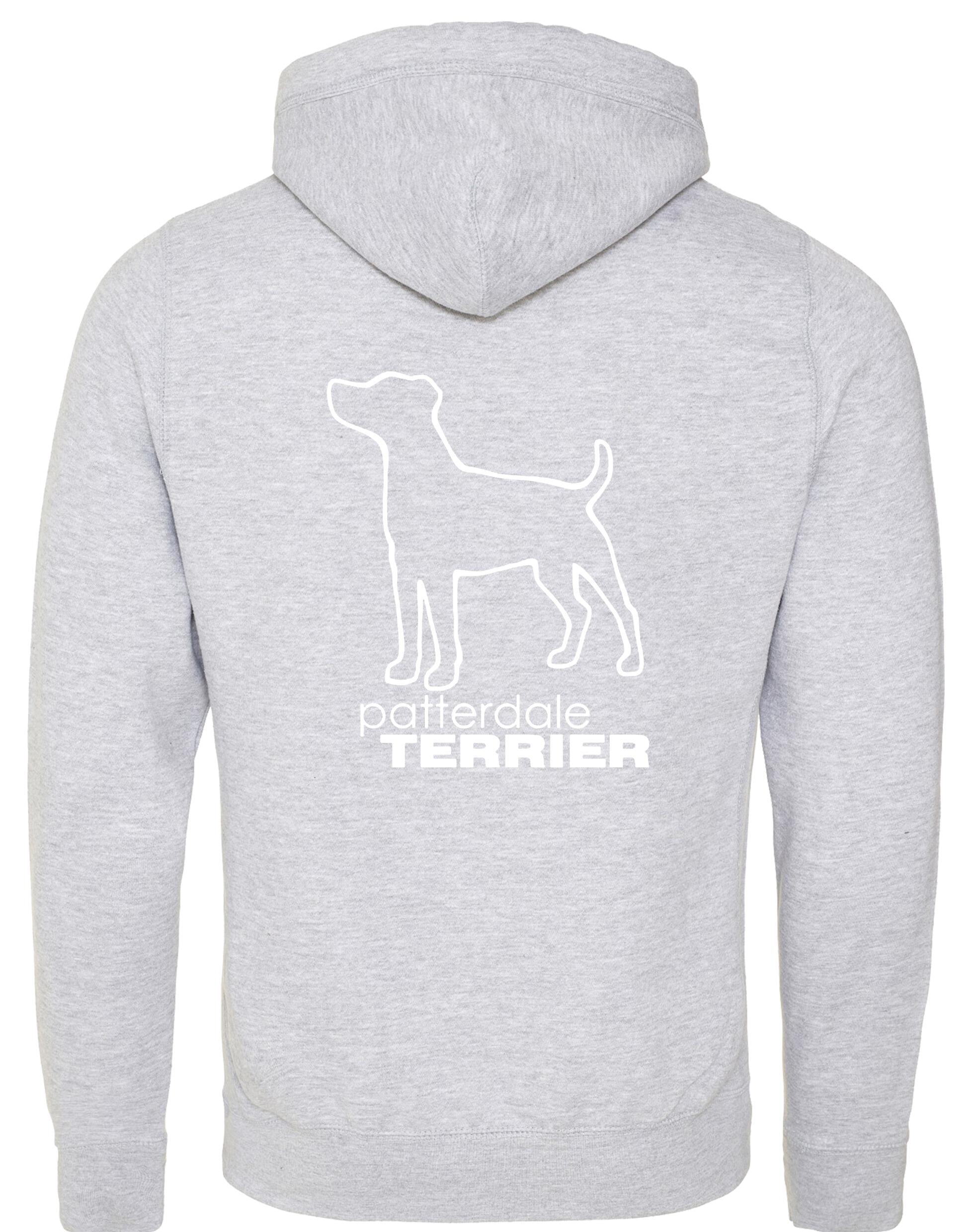 Patterdale Terrier Crossneck Pullover Hoodie – high-quality, heavy-blend hoodie with a unique crossneck design, exclusive breed artwork, kangaroo pocket, ribbed cuffs, and a fleece-lined interior for warmth and comfort.