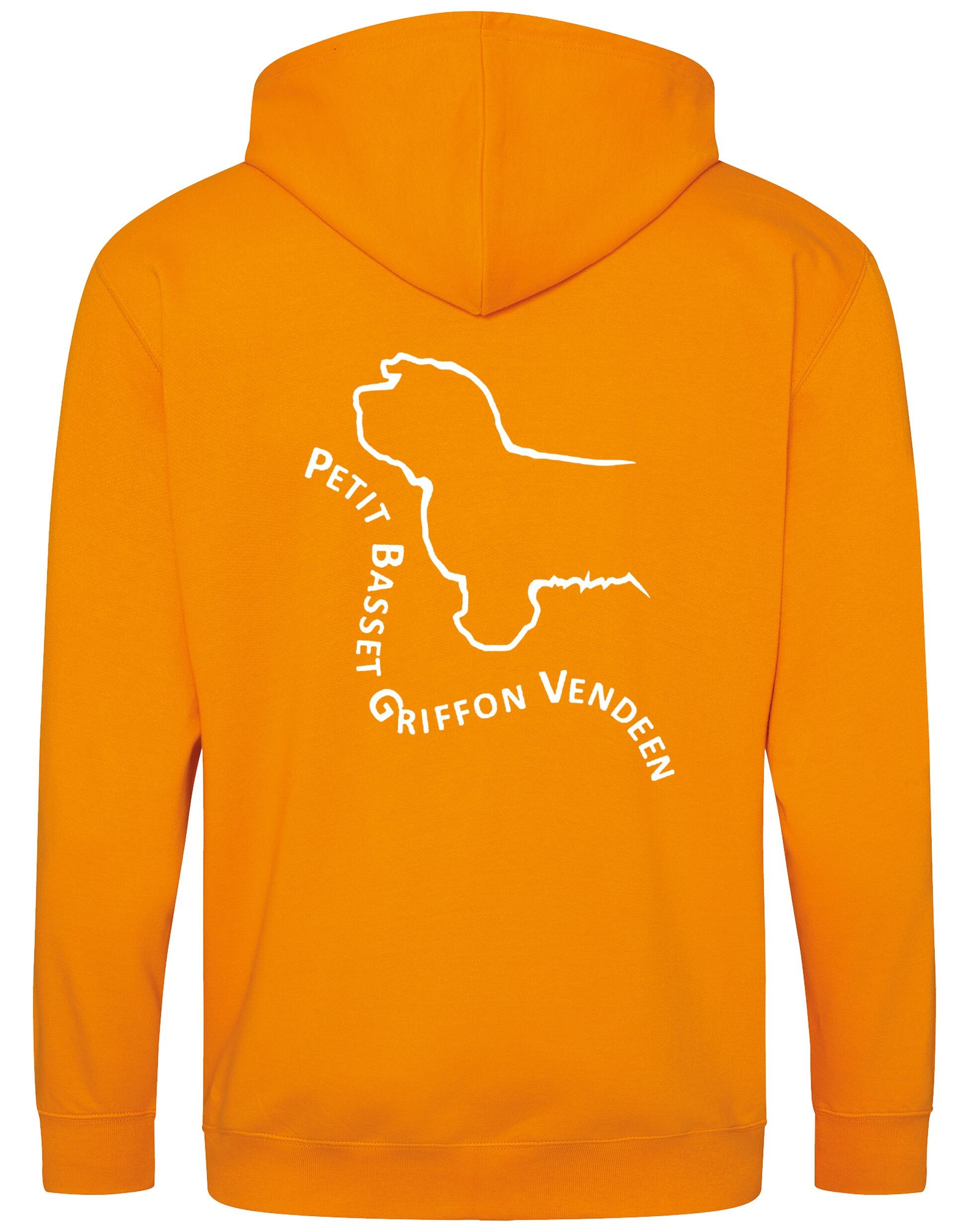 Petit Basset Griffon Vendéen Zipped Hoodie – fleece-lined full-zip hoodie with exclusive breed artwork, cozy hood, and spacious front pockets.