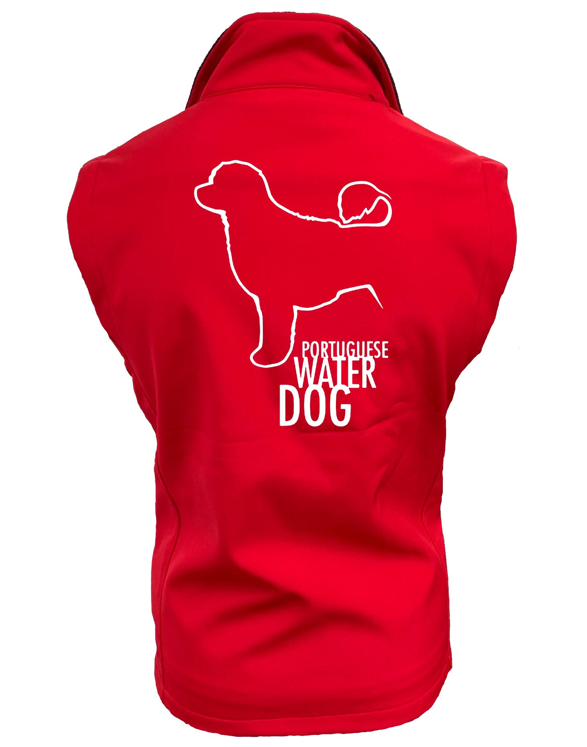 Unisex Portuguese Water Dog Softshell Jacket showcasing durable, water-resistant fabric, cozy fleece lining, and exclusive artwork celebrating the breed’s agility and charm.