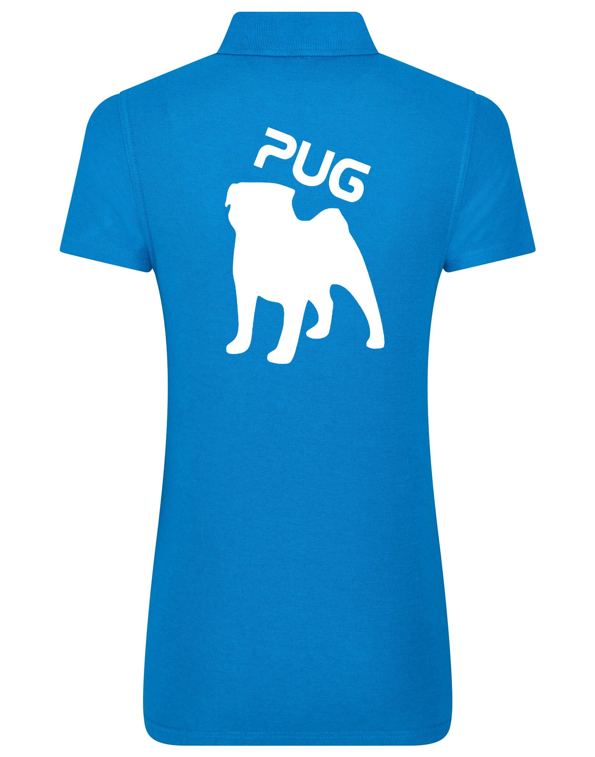 Women's Cotton Polo featuring an exclusive Pug (Silhouette) design, crafted from premium breathable cotton for all-day comfort and a flattering feminine fit, perfect for Pug enthusiasts.