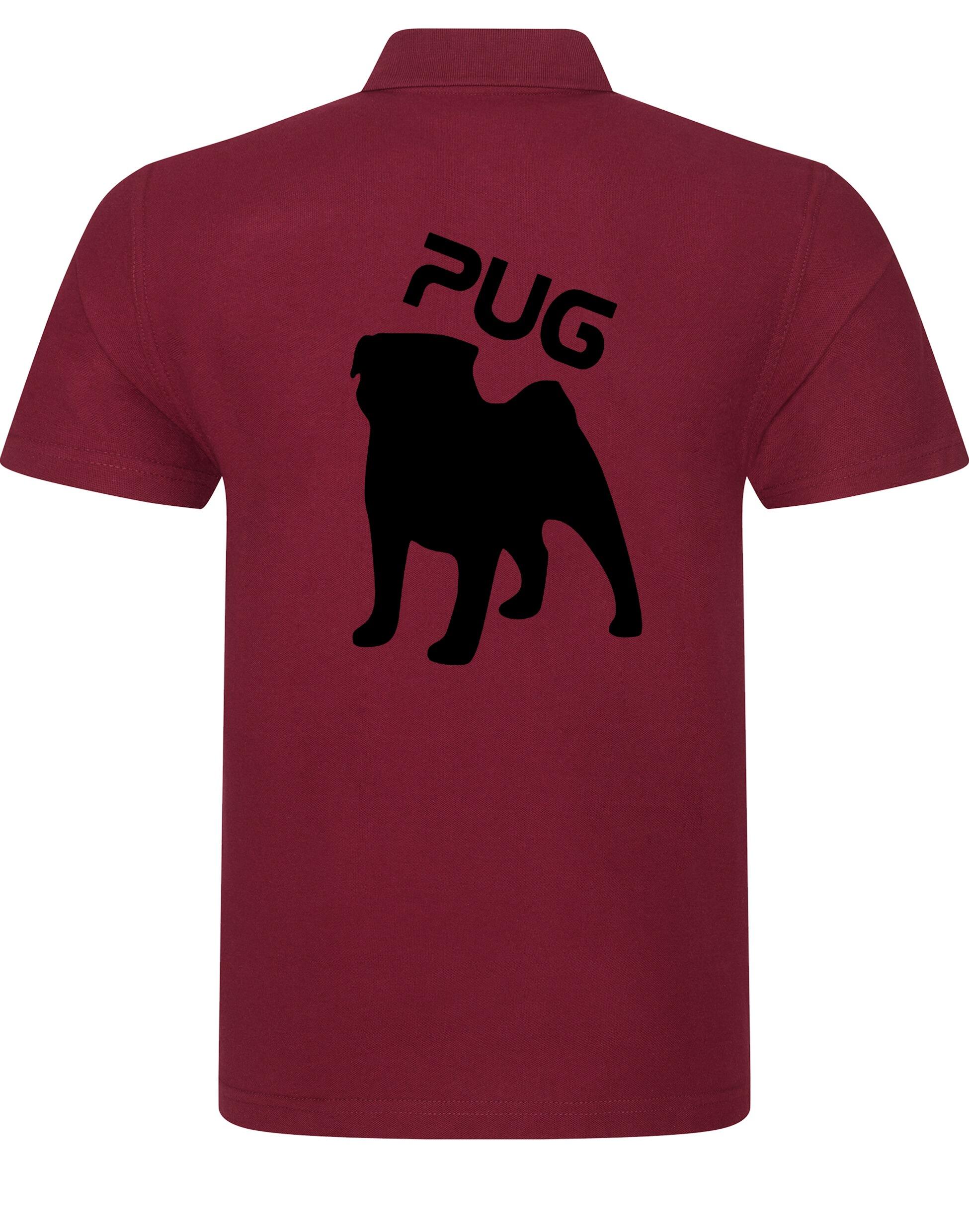 Unisex Pug (Silhouette) Cotton Polo featuring exclusive silhouette artwork, crafted from premium breathable cotton for all-day comfort and a relaxed, stylish fit, perfect for Pug enthusiasts.