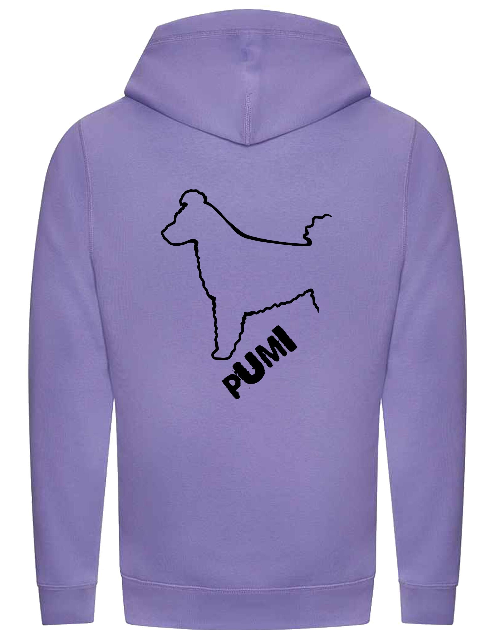 Unisex Hungarian Pumi Crossneck Pullover Hoodie featuring exclusive breed artwork, crafted from premium heavy-blend fabric with a cozy brushed fleece interior, a spacious kangaroo pocket, and a modern crossneck design for stylish, comfortable outdoor wear.
