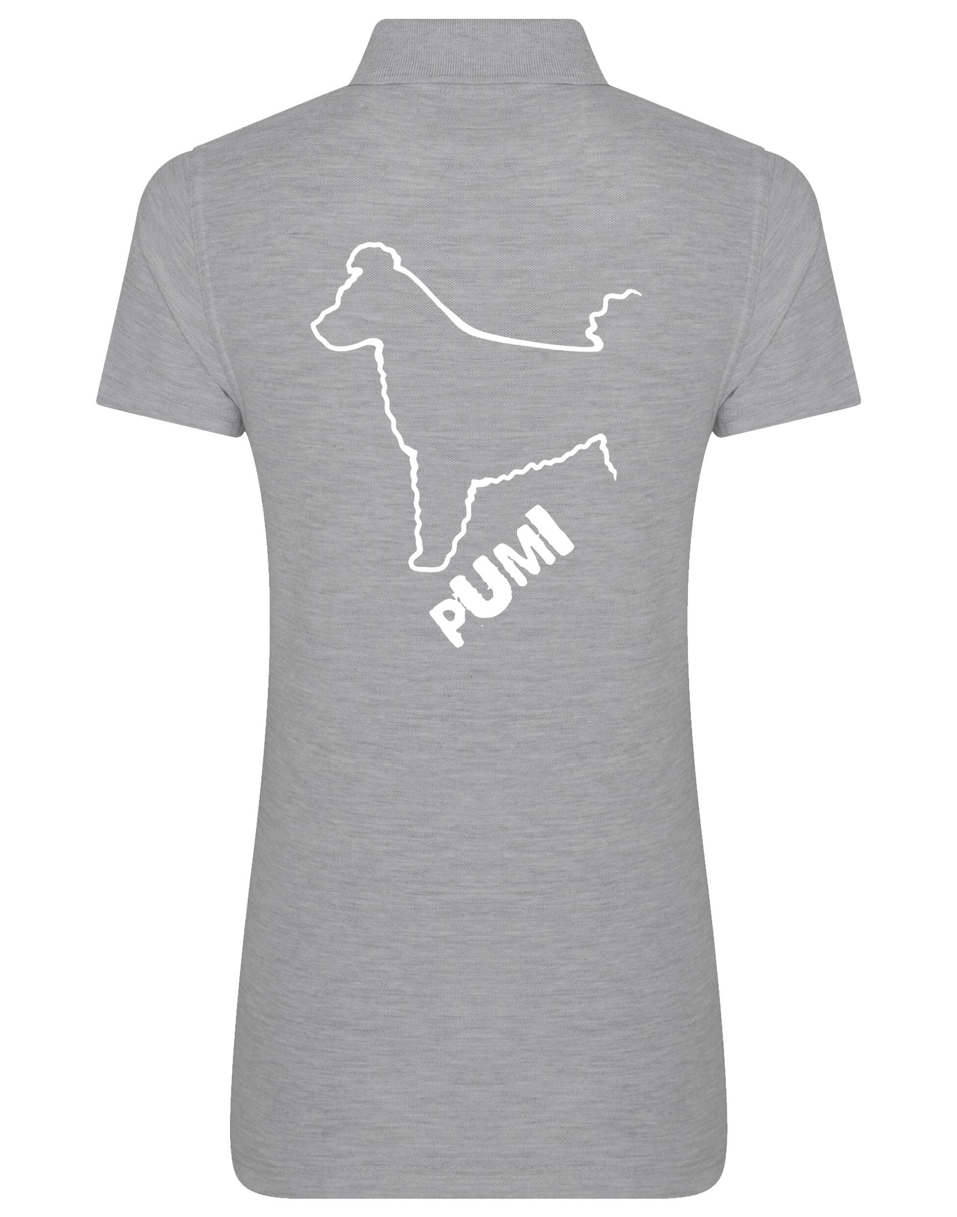 Women's Cotton Polo featuring exclusive Hungarian Pumi artwork, crafted from premium breathable cotton for all-day comfort and a flattering feminine fit, perfect for Hungarian Pumi enthusiasts.