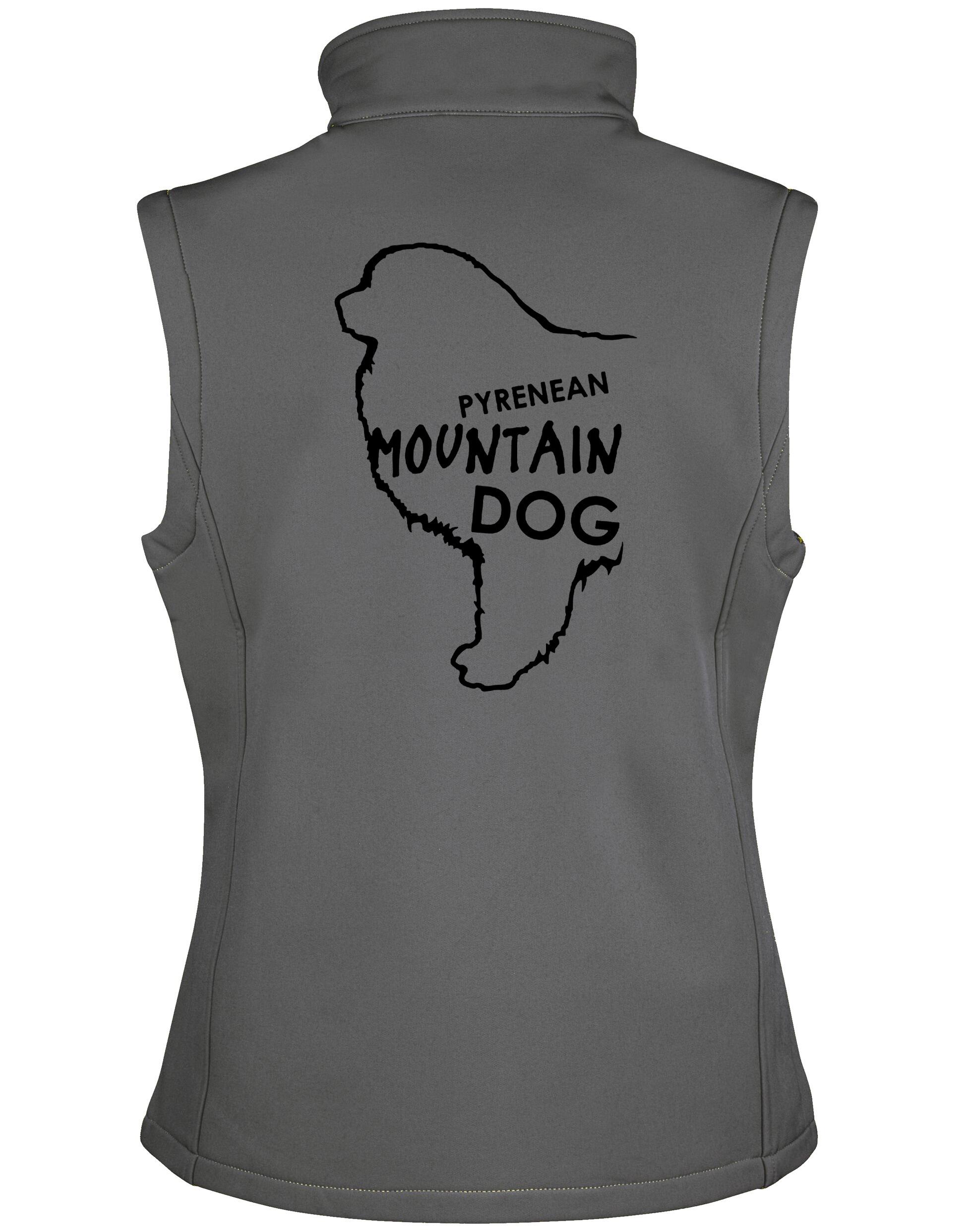 Women's Pyrenean Mountain Dog Softshell Jacket featuring exclusive breed artwork, crafted from premium water-resistant fabric with a cozy fleece lining, designed for stylish, practical outdoor wear.