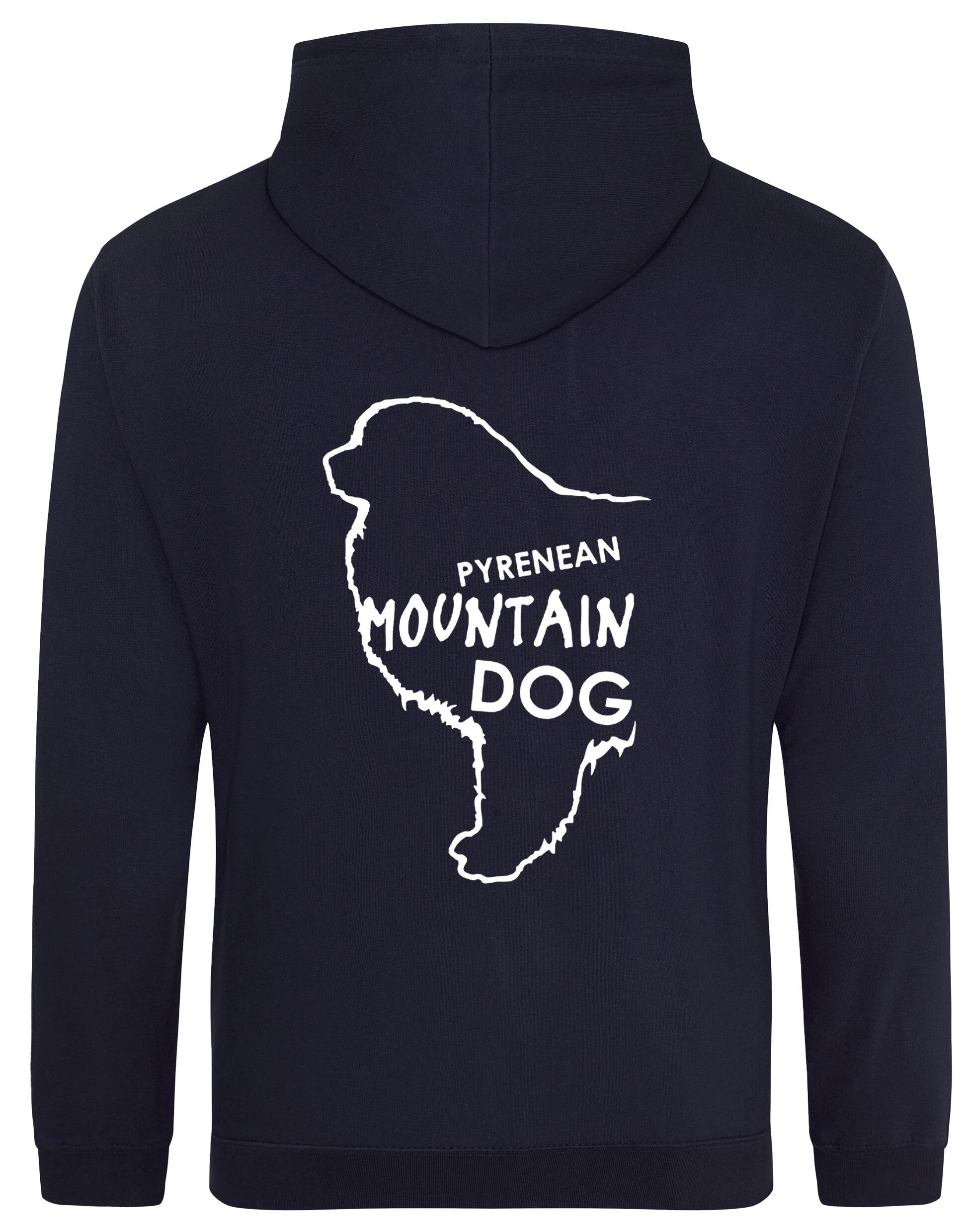 Unisex Pyrenean Mountain Dog Design Pullover Hoodie featuring exclusive breed artwork with personalization options, crafted from premium heavy-blend fabric with a cozy brushed fleece interior, ribbed cuffs, and a double-fabric hood for stylish, comfortable outdoor wear.