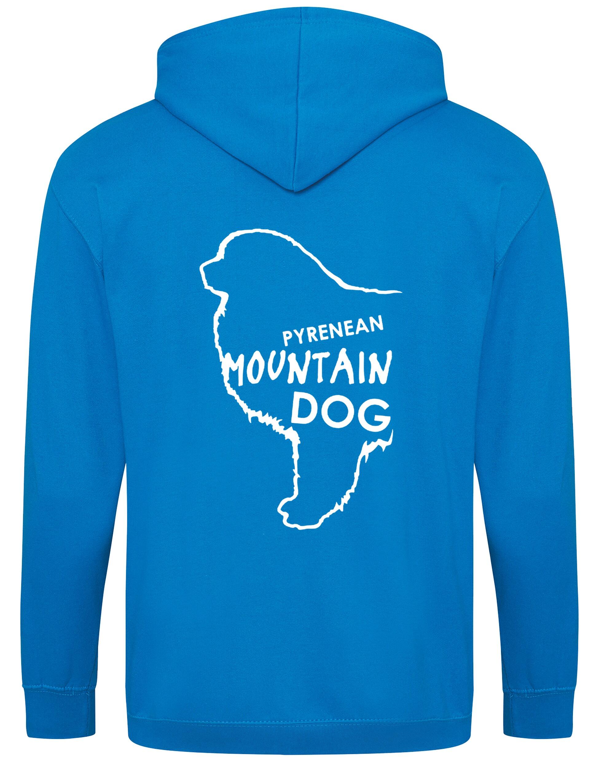 Unisex Pyrenean Mountain Dog Zipped Hoodie featuring exclusive breed artwork with personalization options, crafted from premium heavy-blend fabric with a cozy brushed fleece interior, full-zip closure, and kangaroo pocket for stylish, versatile outdoor wear.