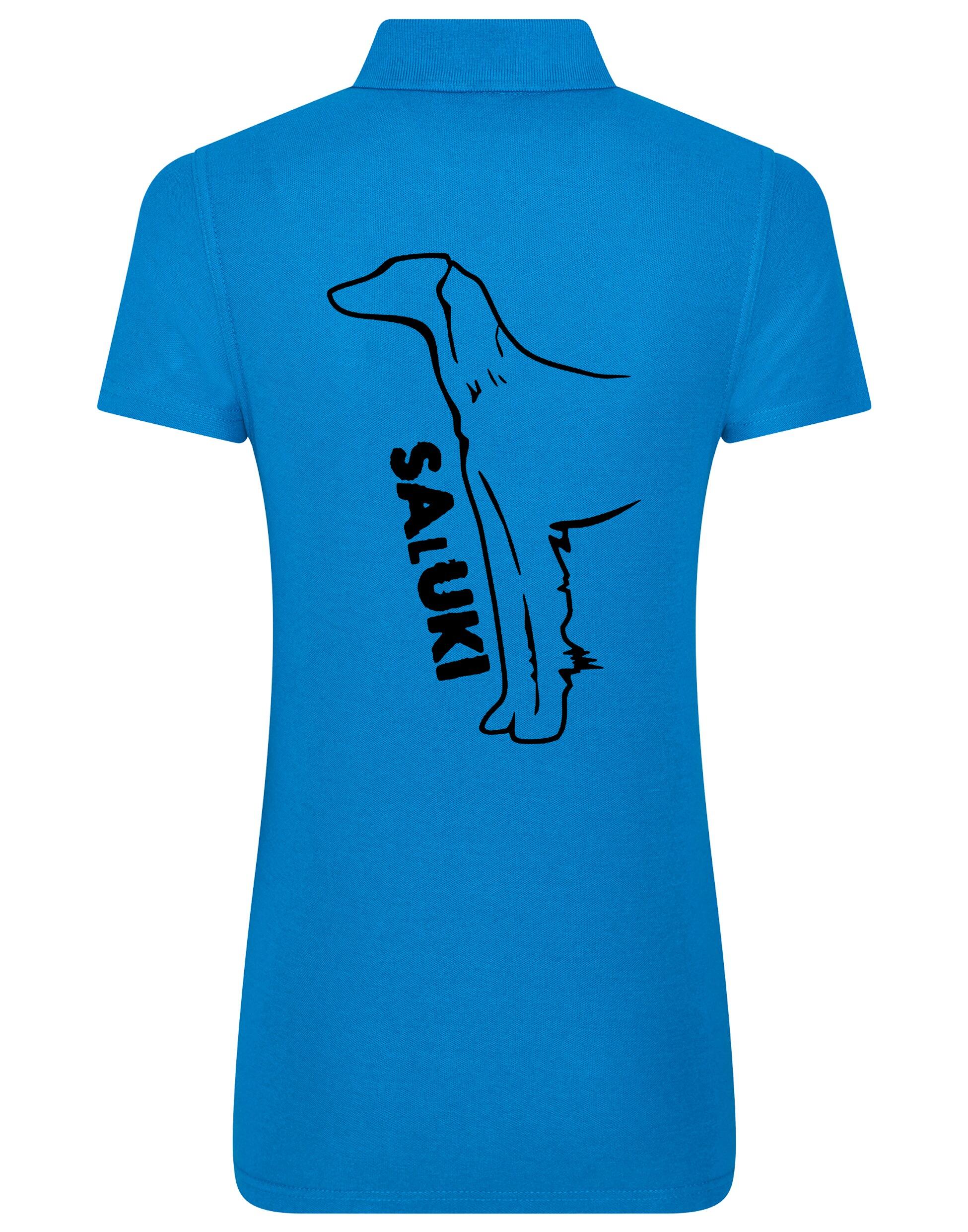 Saluki Women’s Cotton Polo featuring exclusive breed artwork, soft breathable cotton fabric, structured collar, flattering feminine fit, and polished style for breed enthusiasts.