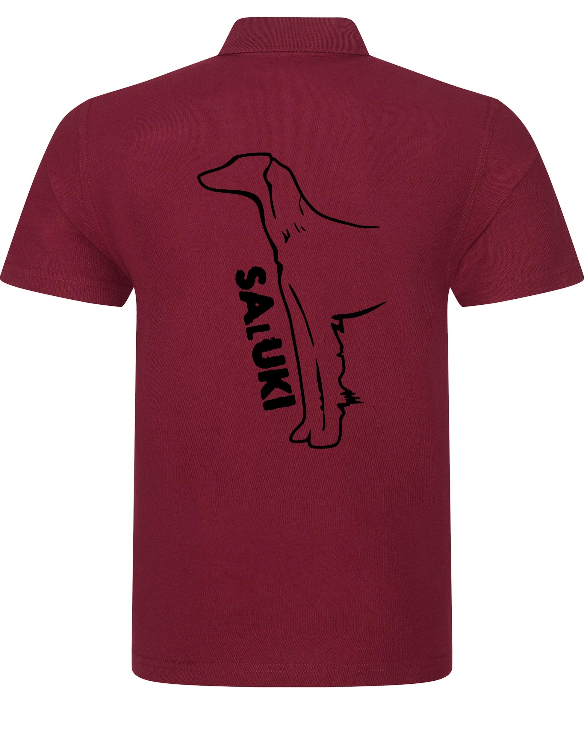 Saluki Unisex Cotton Polo featuring exclusive breed artwork, soft breathable cotton fabric, relaxed unisex fit, and classic polo collar for comfort, versatility, and breed pride.