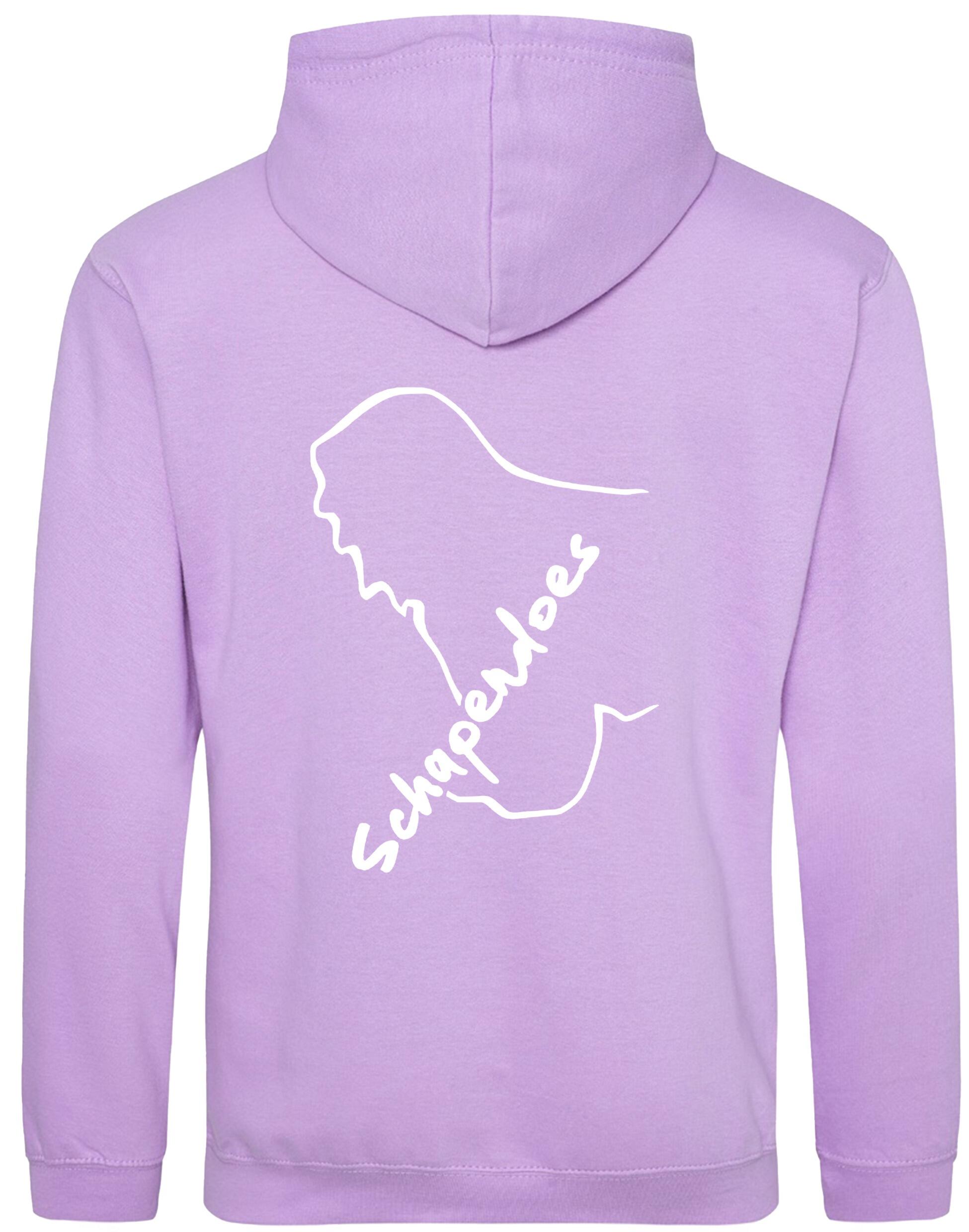 Schapendoes Pullover Hoodie featuring exclusive breed artwork, cozy brushed fleece interior, kangaroo pocket, double-fabric hood, and personalization options for stylish comfort and breed pride.