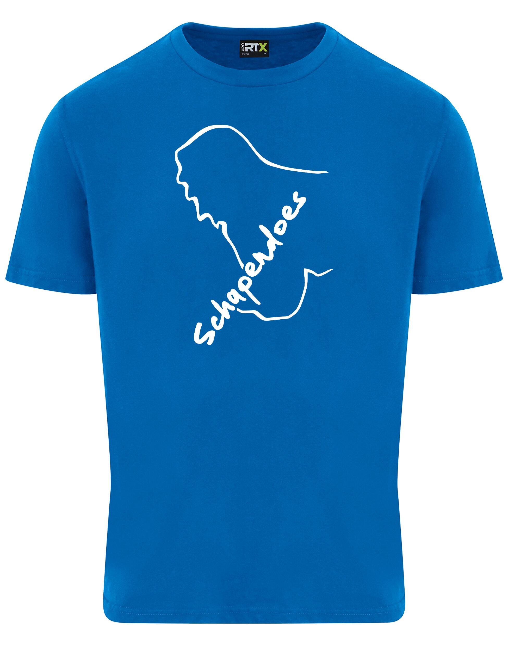 Unisex Roundneck T-shirt featuring exclusive Schapendoes artwork, lightweight breathable cotton fabric, classic round neckline, and relaxed fit – perfect for breed enthusiasts.