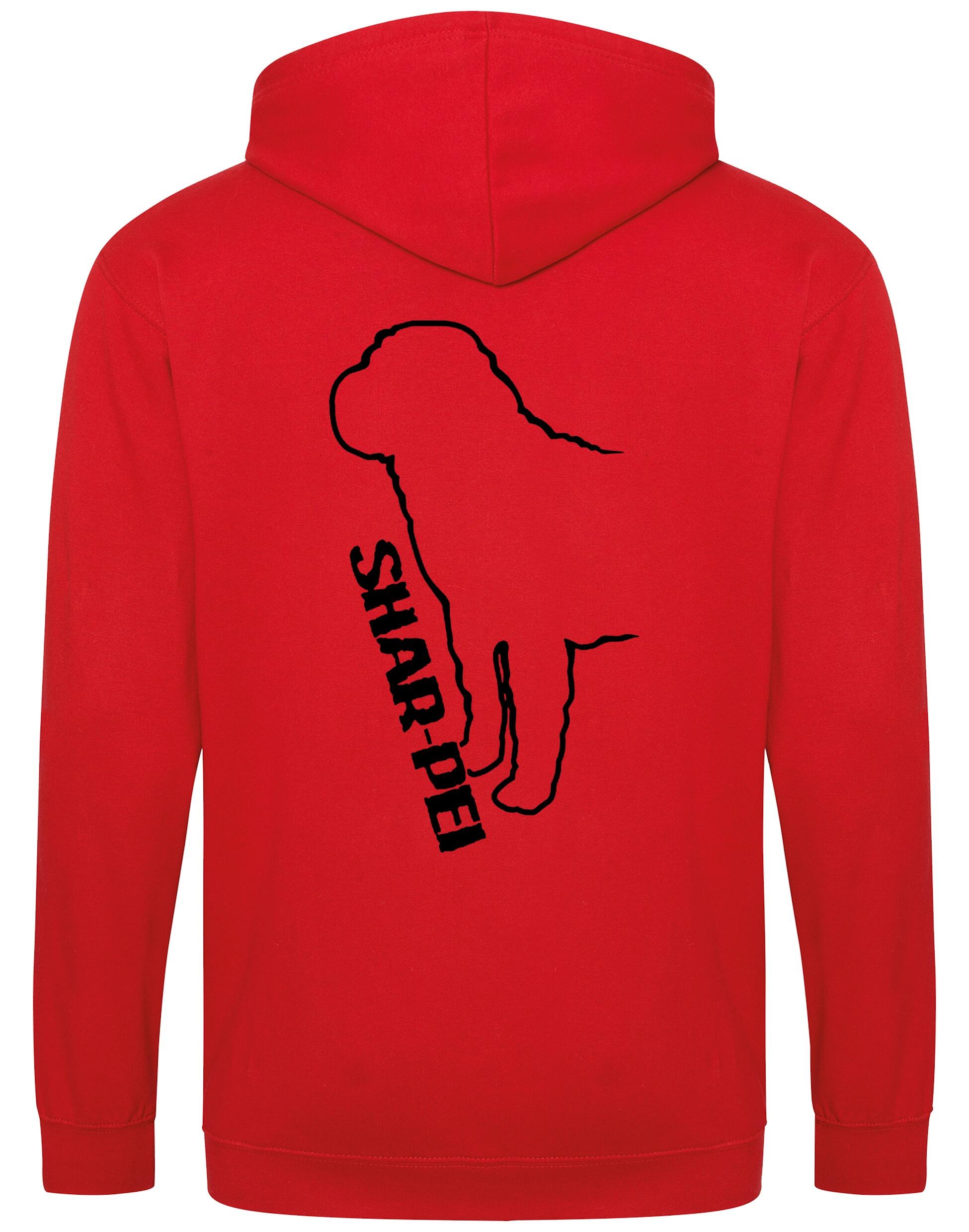 Shar Pei Zipped Hoodie featuring exclusive breed artwork and customizable options.