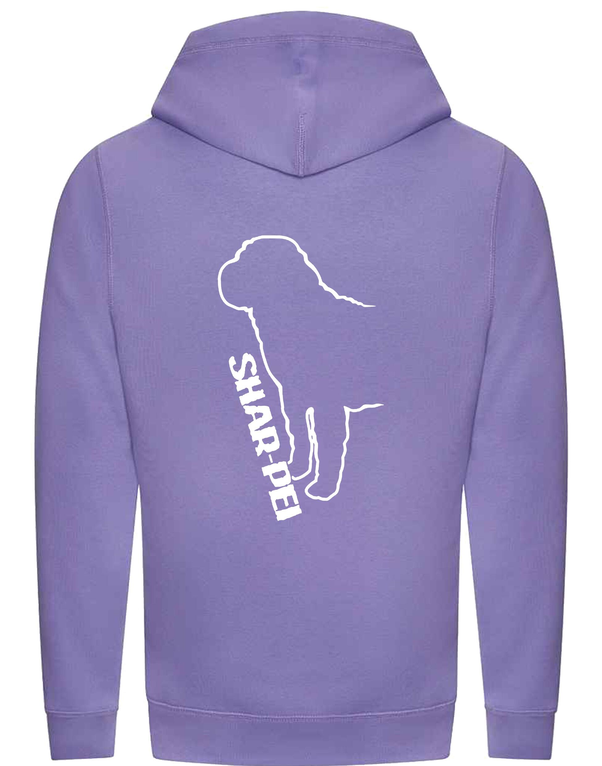 Unisex Crossneck Pullover Hoodie featuring exclusive Shar Pei breed artwork, modern crossneck design, and kangaroo pocket.