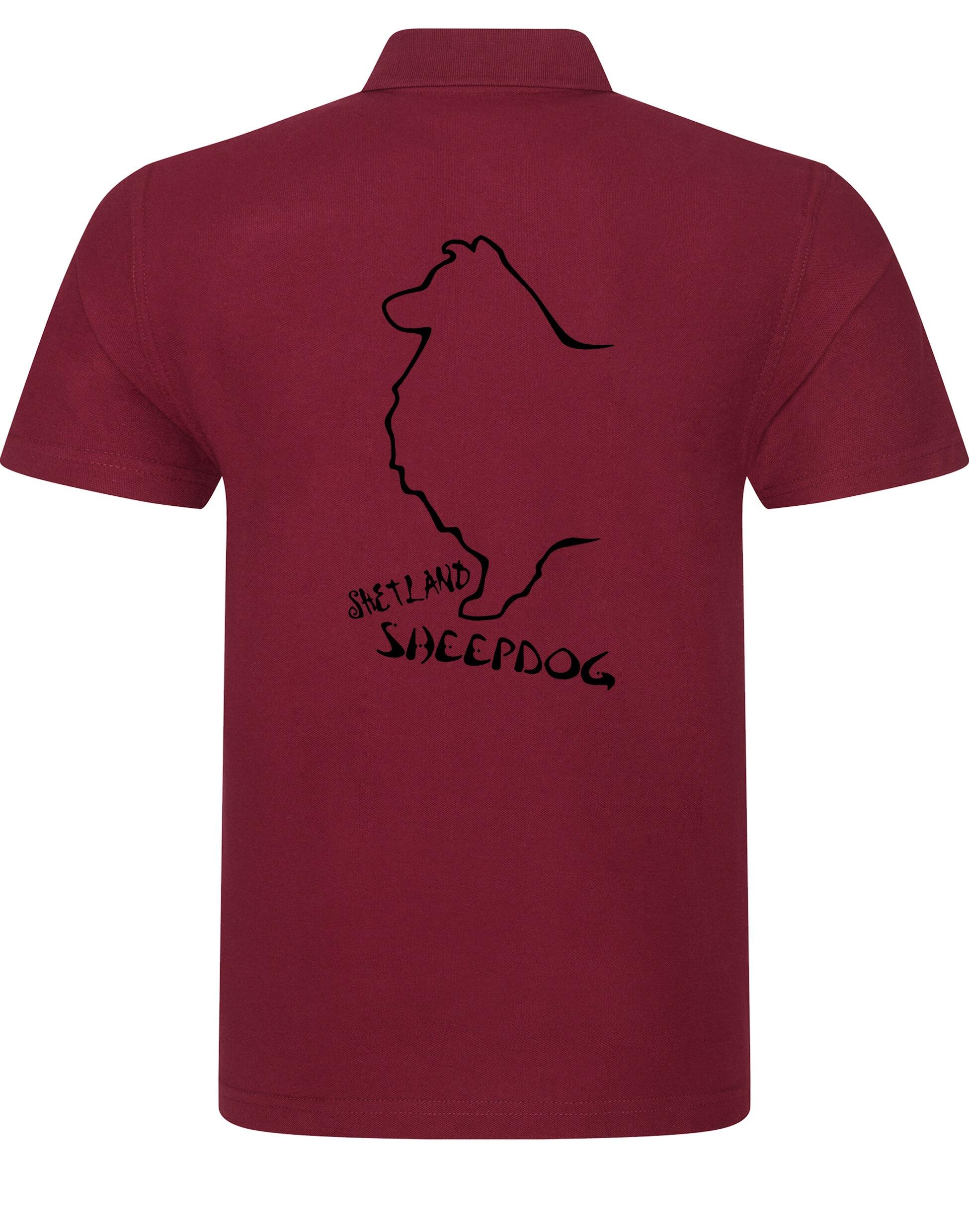 Unisex Cotton Polo featuring exclusive Shetland Sheepdog artwork on the back