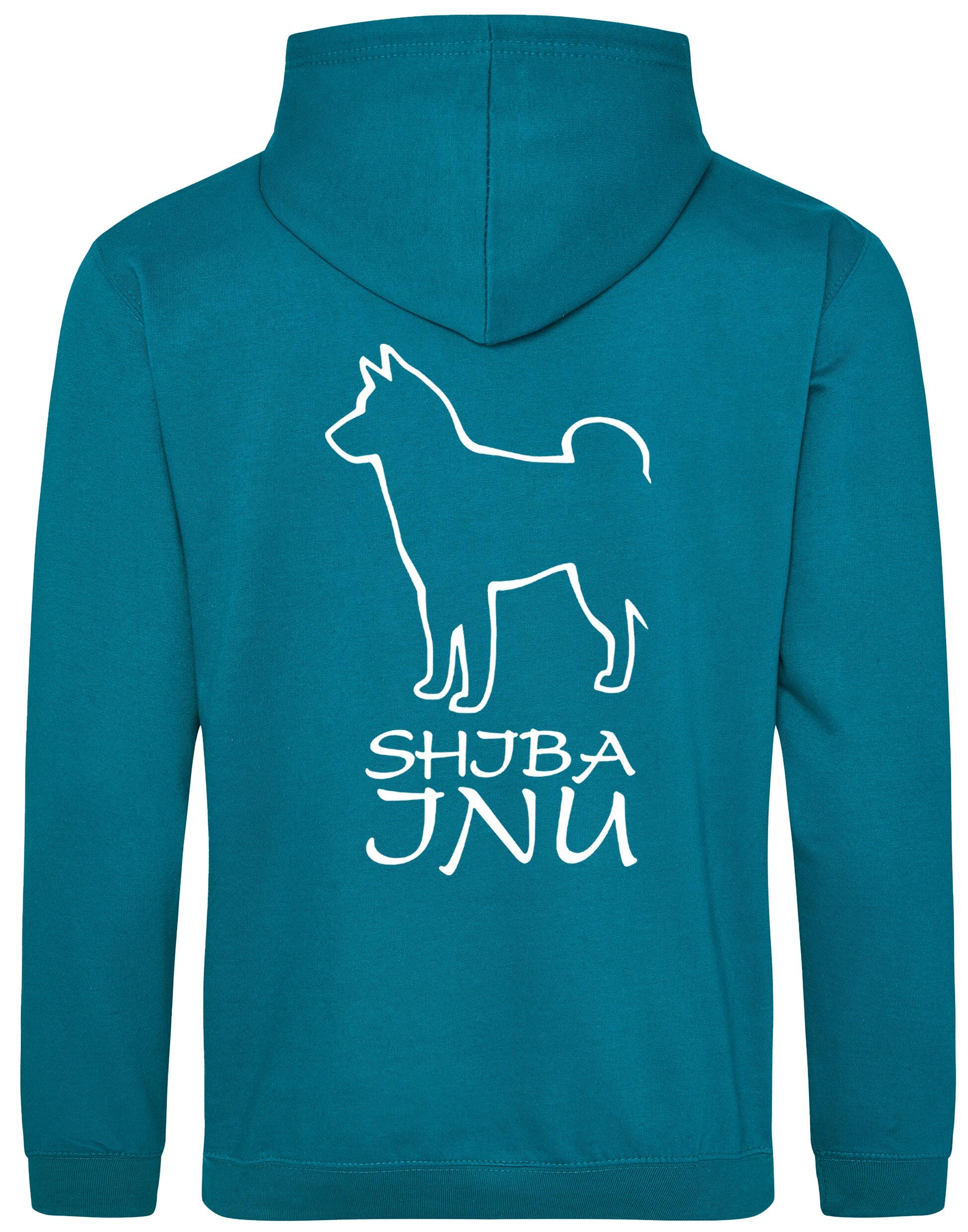 Heavy-blend pullover hoodie with exclusive Shiba Inu artwork on the back and paw prints on the front, featuring a kangaroo pouch pocket and double-fabric hood – ideal for dog lovers seeking comfort, warmth, and breed pride.
