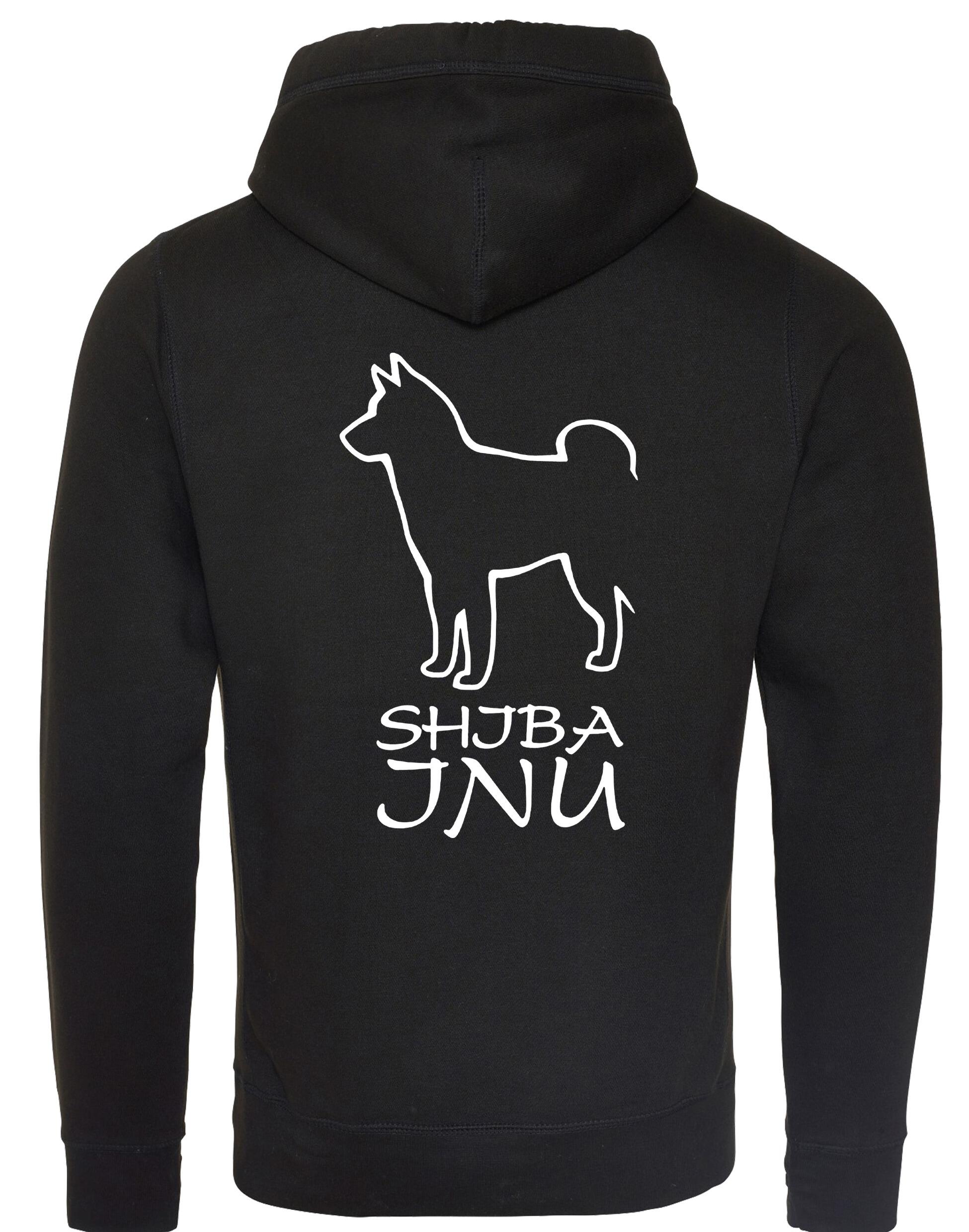 Unisex crossneck pullover hoodie with exclusive Shiba Inu artwork on the back, featuring a fleece-lined interior, kangaroo pocket, and ribbed cuffs – a cozy and stylish choice for breed lovers.
