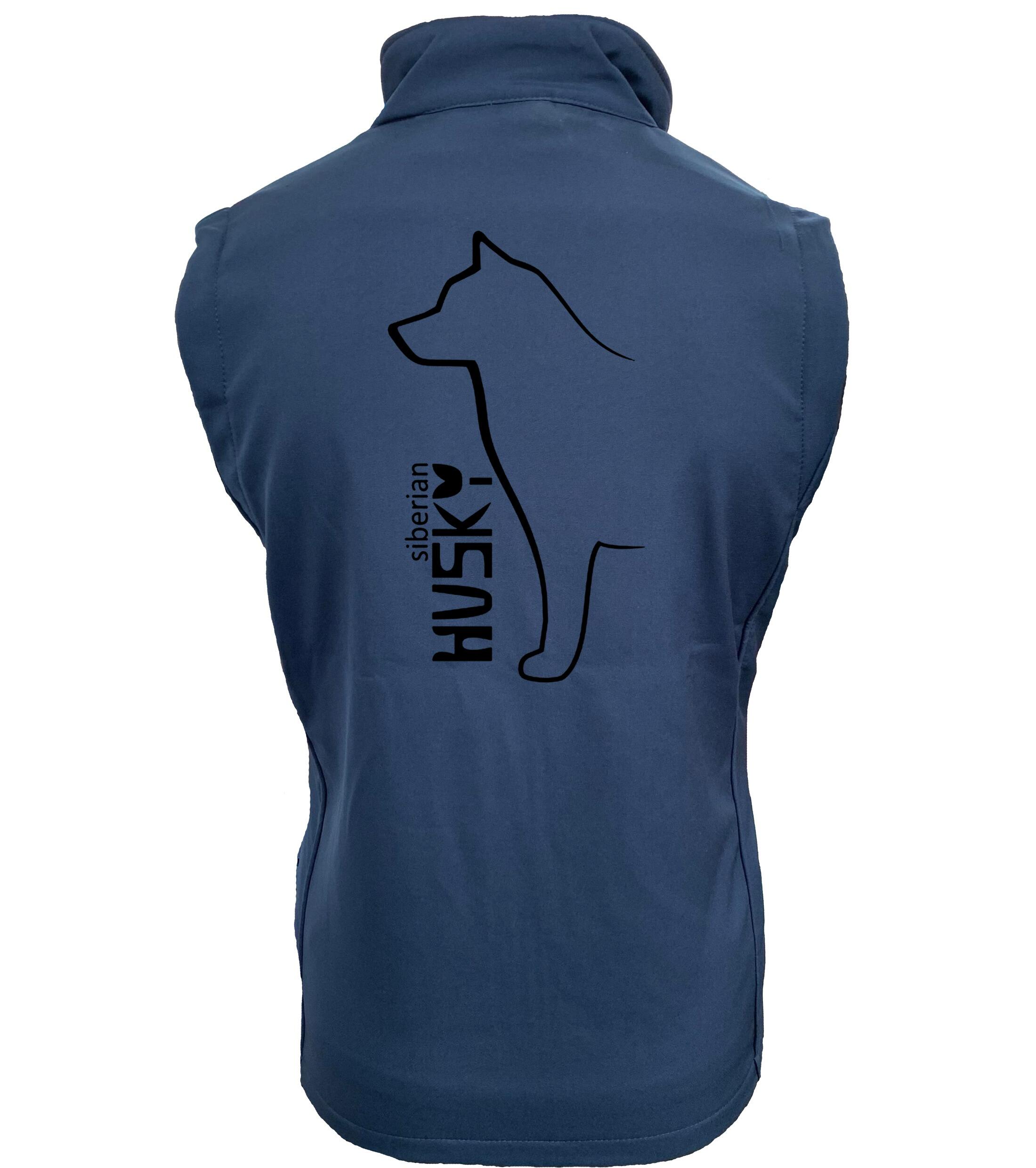 Unisex softshell jacket with exclusive Siberian Husky artwork on the back, featuring water-resistant outer fabric and cozy fleece lining—ideal for outdoor walks, dog events, and everyday Husky adventures.