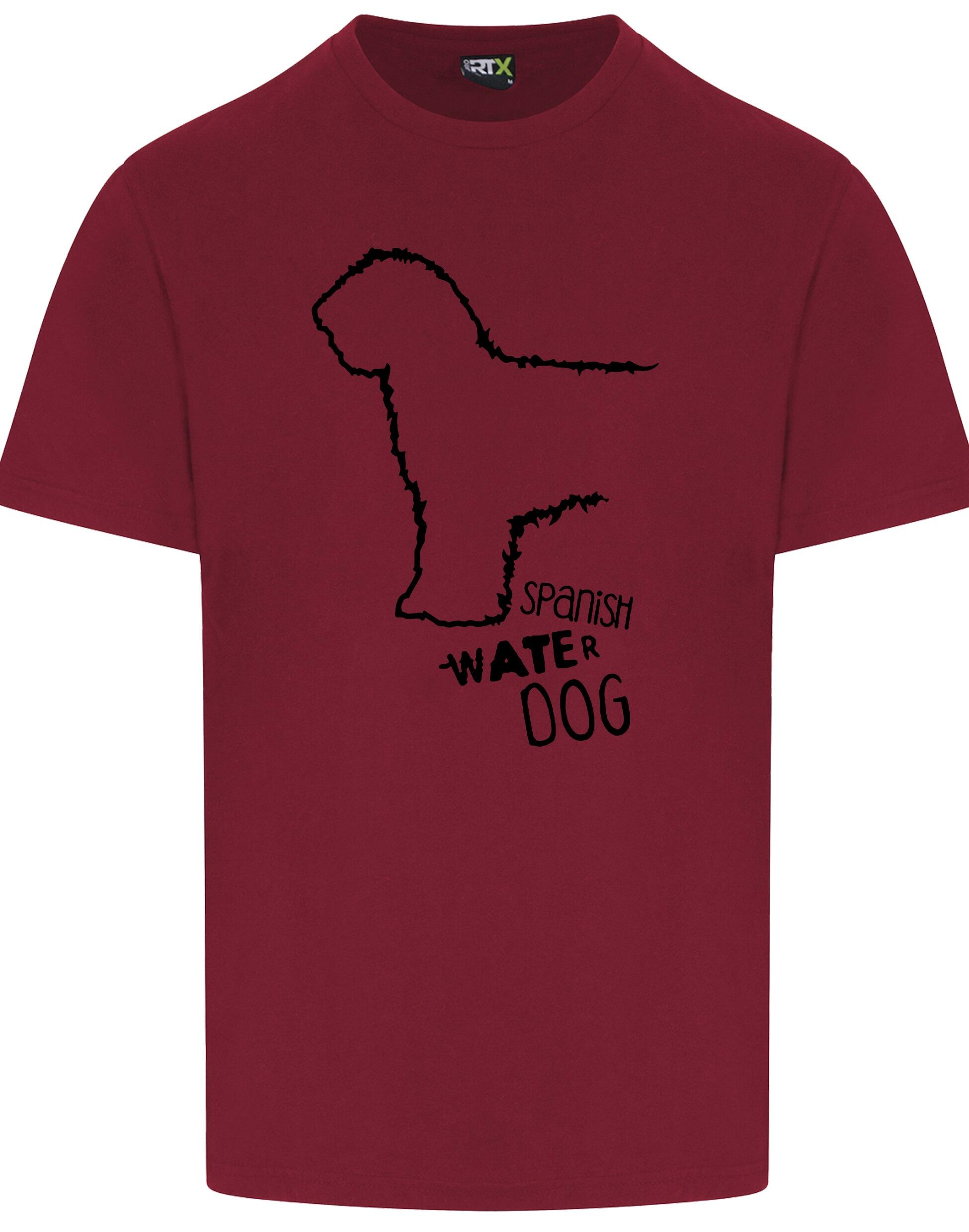 Unisex Roundneck T-shirt with Spanish Water Dog design printed on the front. Features a relaxed fit, classic neckline, and lightweight cotton for everyday comfort and style. Ideal for breed lovers and casual wear.