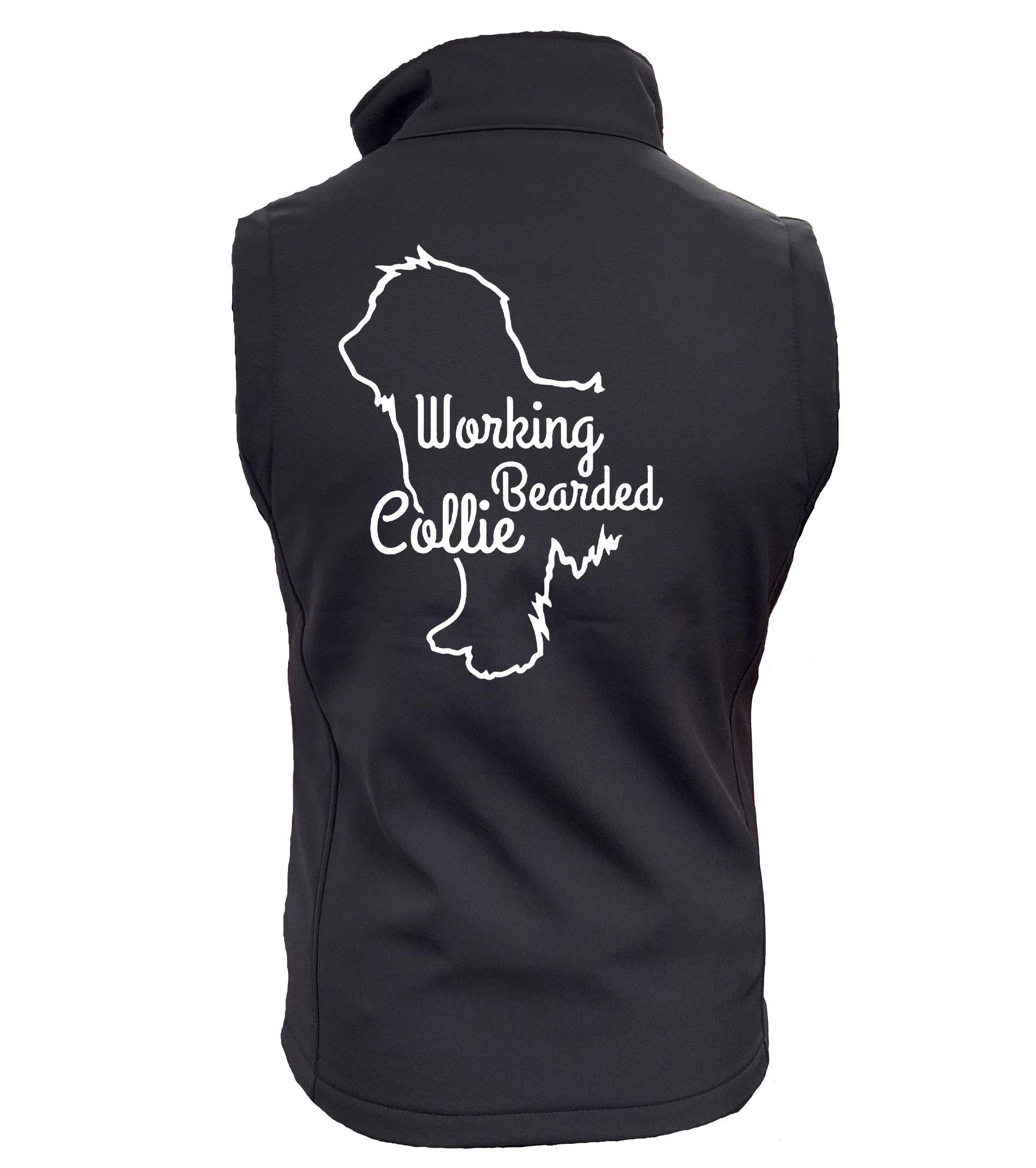Working Bearded Collie Dog Breed Design Softshell Gilet Full Zipped Women's & Men's Styles