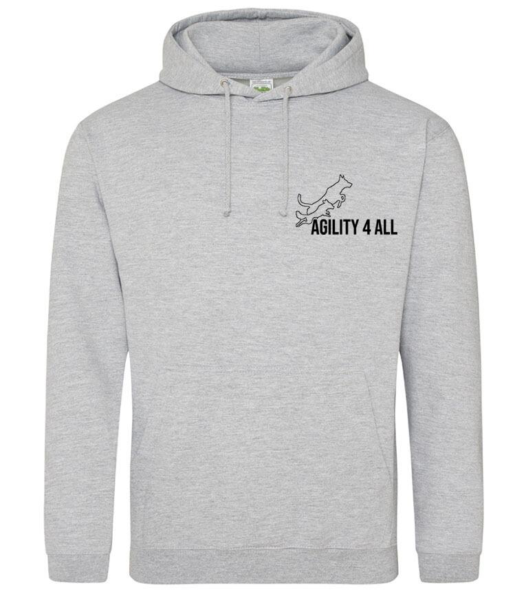 Agility 4 All - Official Clothing - Heather Grey Hoodie (Front with black Printed logo)