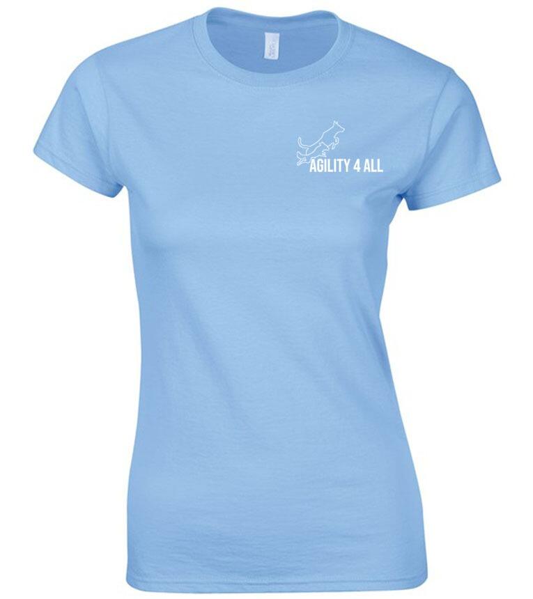 Agility 4 All Official Clothing - Light Blue Female T-Shirt - White Printed Logo