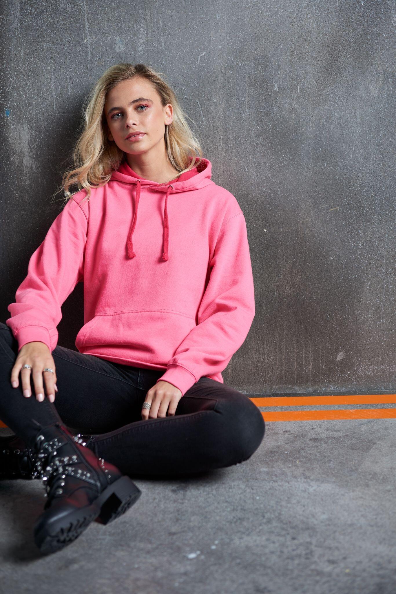 Contrast Plain Pullover Hoodie