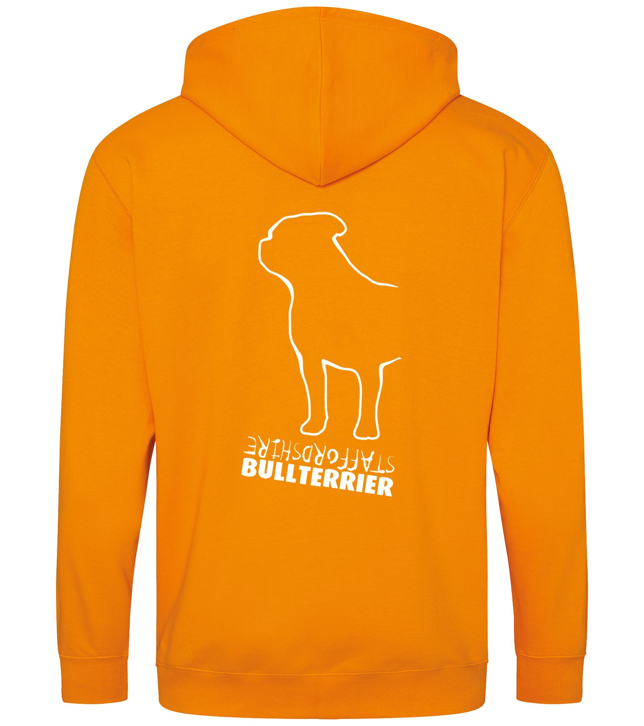 Unisex Staffordshire Bullterrier Zipped Hoodie Orange Crush (White)