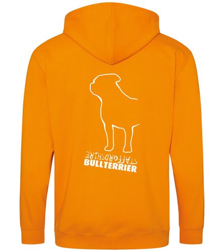 Unisex Staffordshire Bullterrier Zipped Hoodie Orange Crush (White)