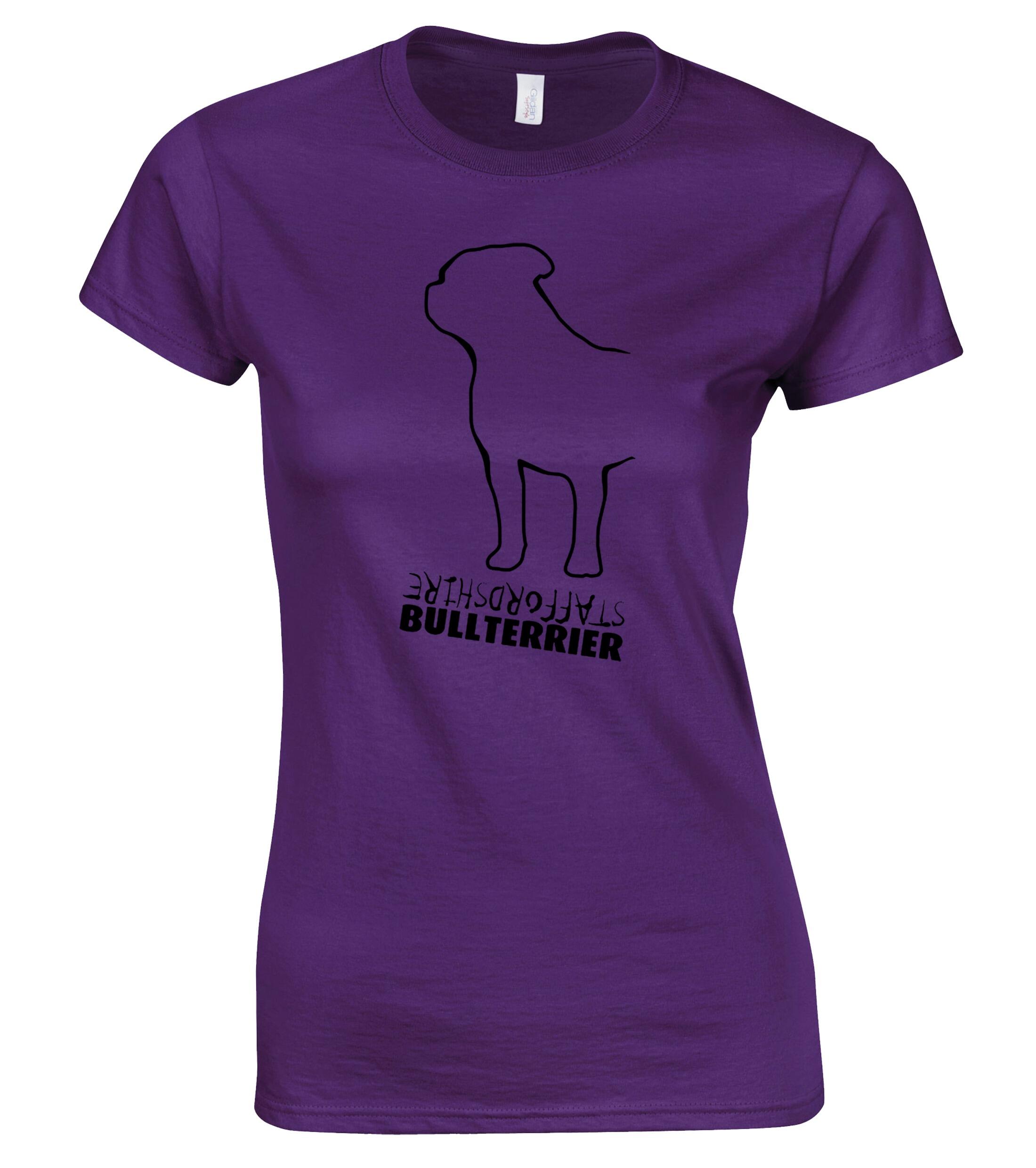 Female Staffordshire Bullterrier T-Shirt Purple (Black)