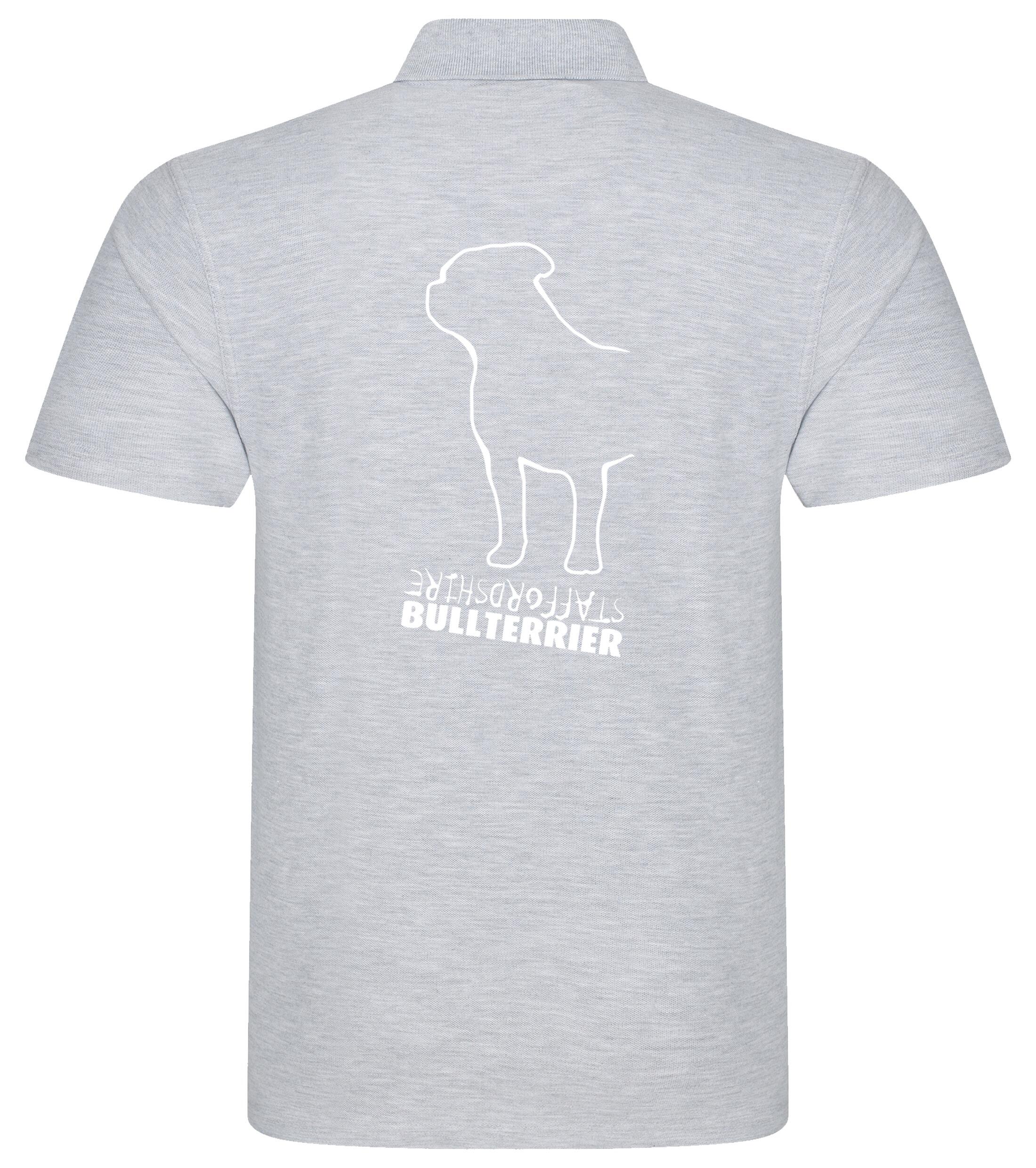 Unisex Staffordshire Bullterrier Polo Shirt Heather Grey (White)