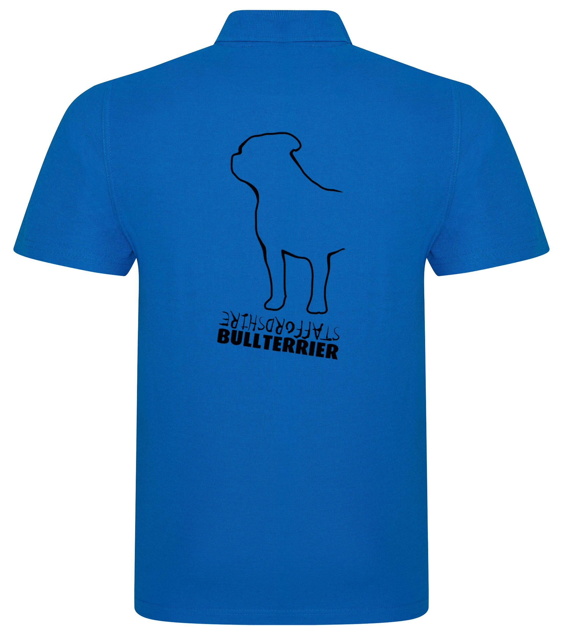 Unisex Staffordshire Bullterrier Polo Shirt Sapphire Blue (Black)