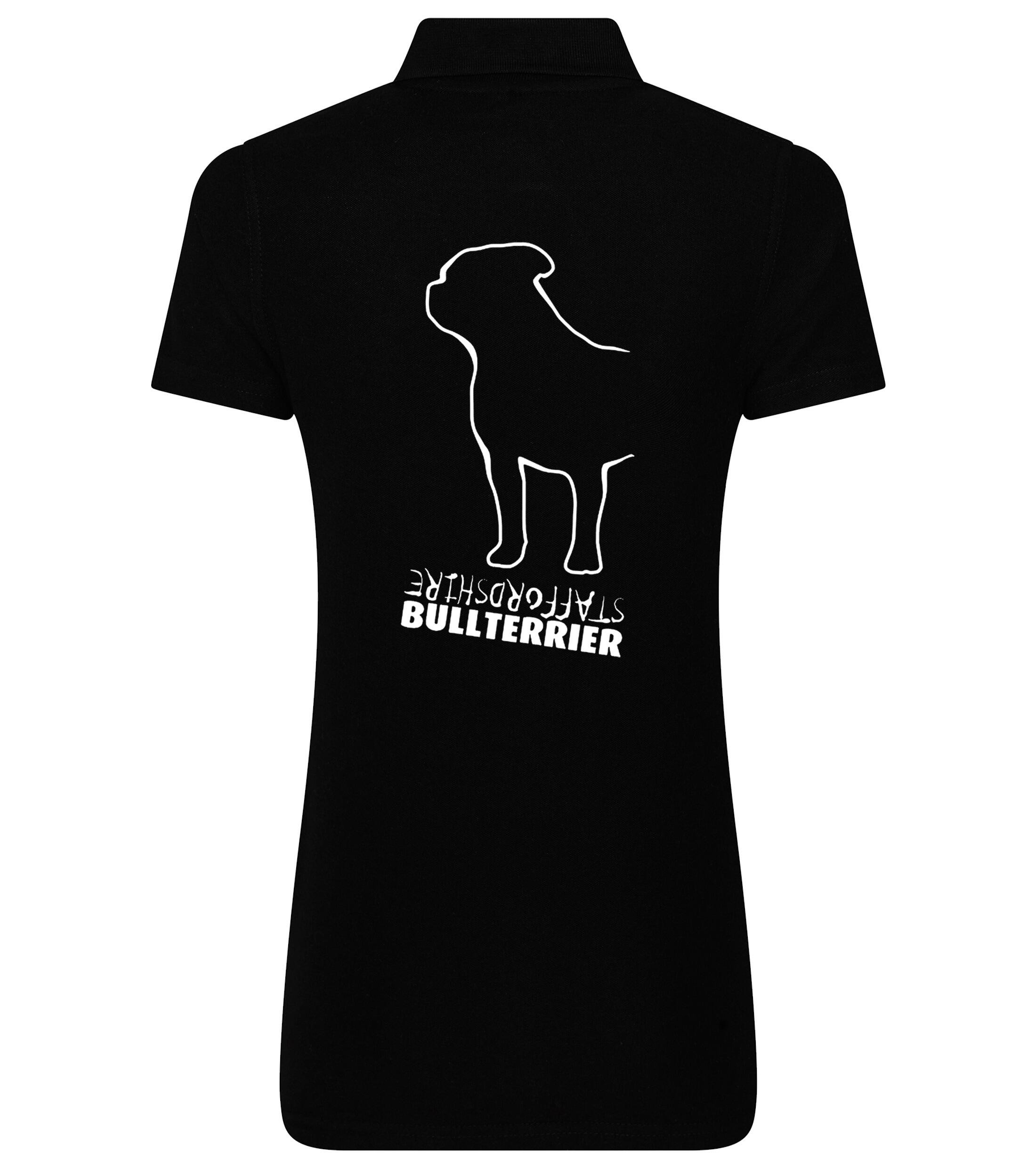 Female Staffordshire Bullterrier Polo Shirt Black (White)