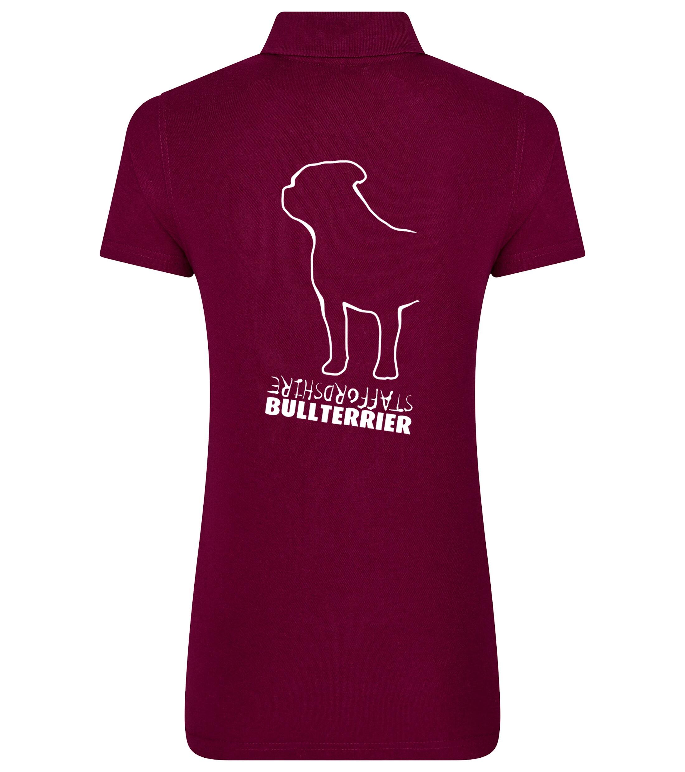 Female Staffordshire Bullterrier Polo Shirt Burgundy (White)