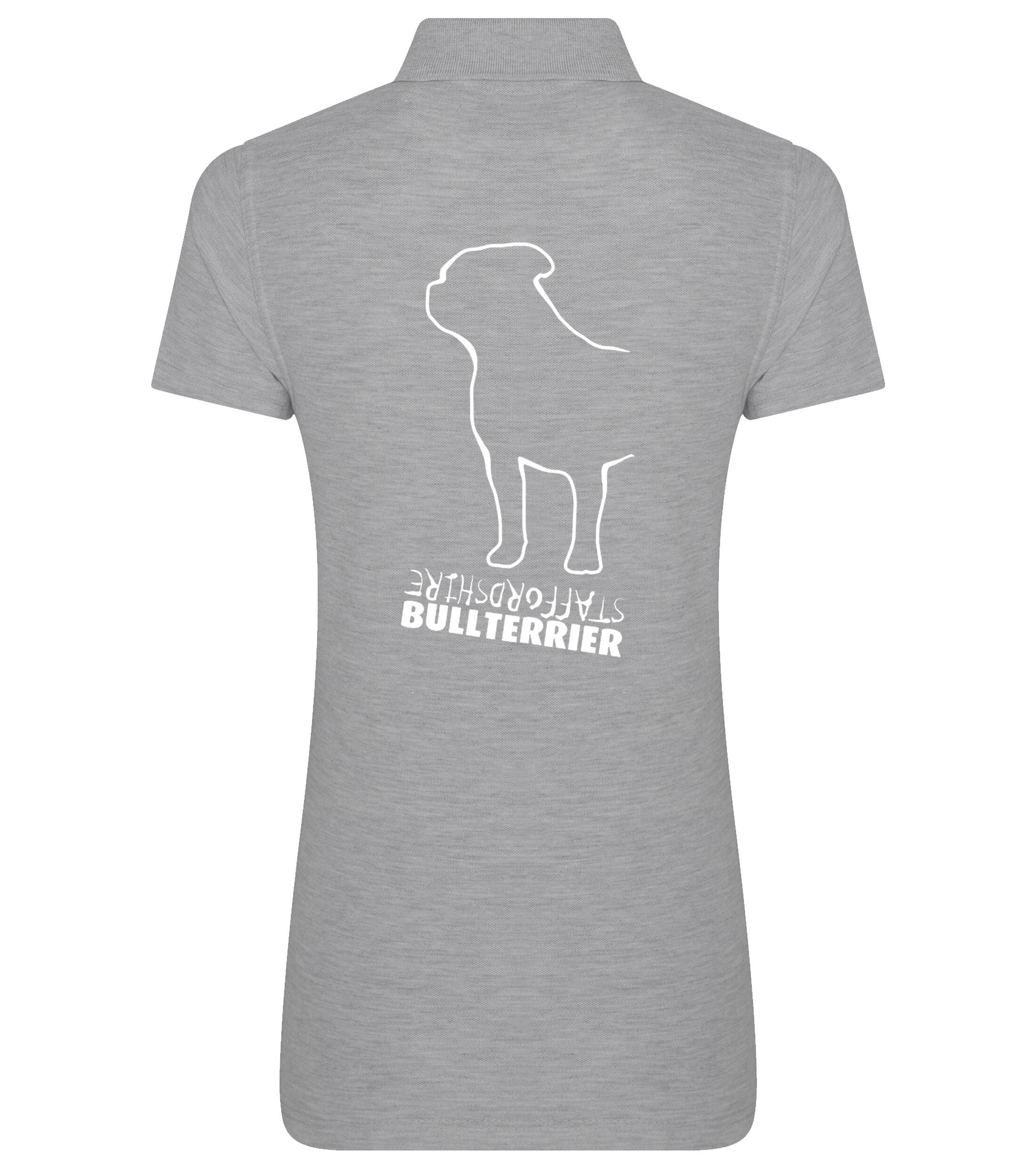 Female Staffordshire Bullterrier Polo Shirt Heather Grey (White)