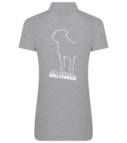 Female Staffordshire Bullterrier Polo Shirt Heather Grey (White)