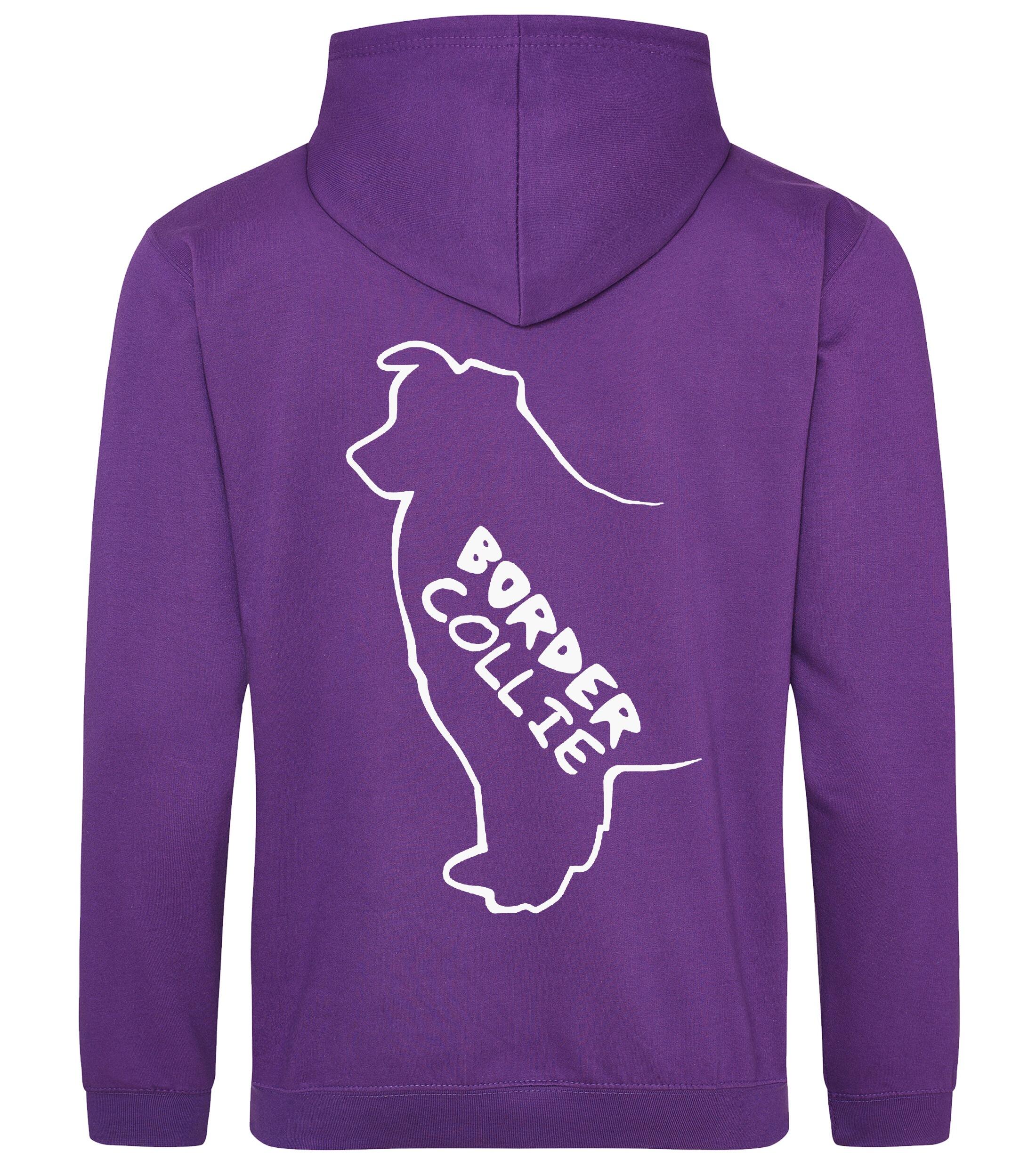Unisex Border Collie Pullover Hoodie Purple (White)