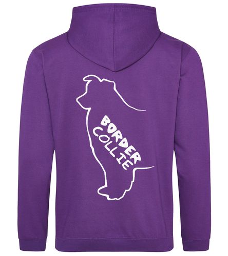 Unisex Border Collie Pullover Hoodie Purple (White)