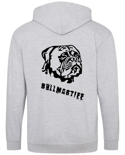 Unisex Bullmastiff (Head) Zipped Hoodie Heather Grey (Black)