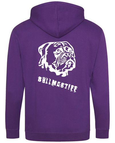 Unisex Bullmastiff (Head) Zipped Hoodie Purple (White)