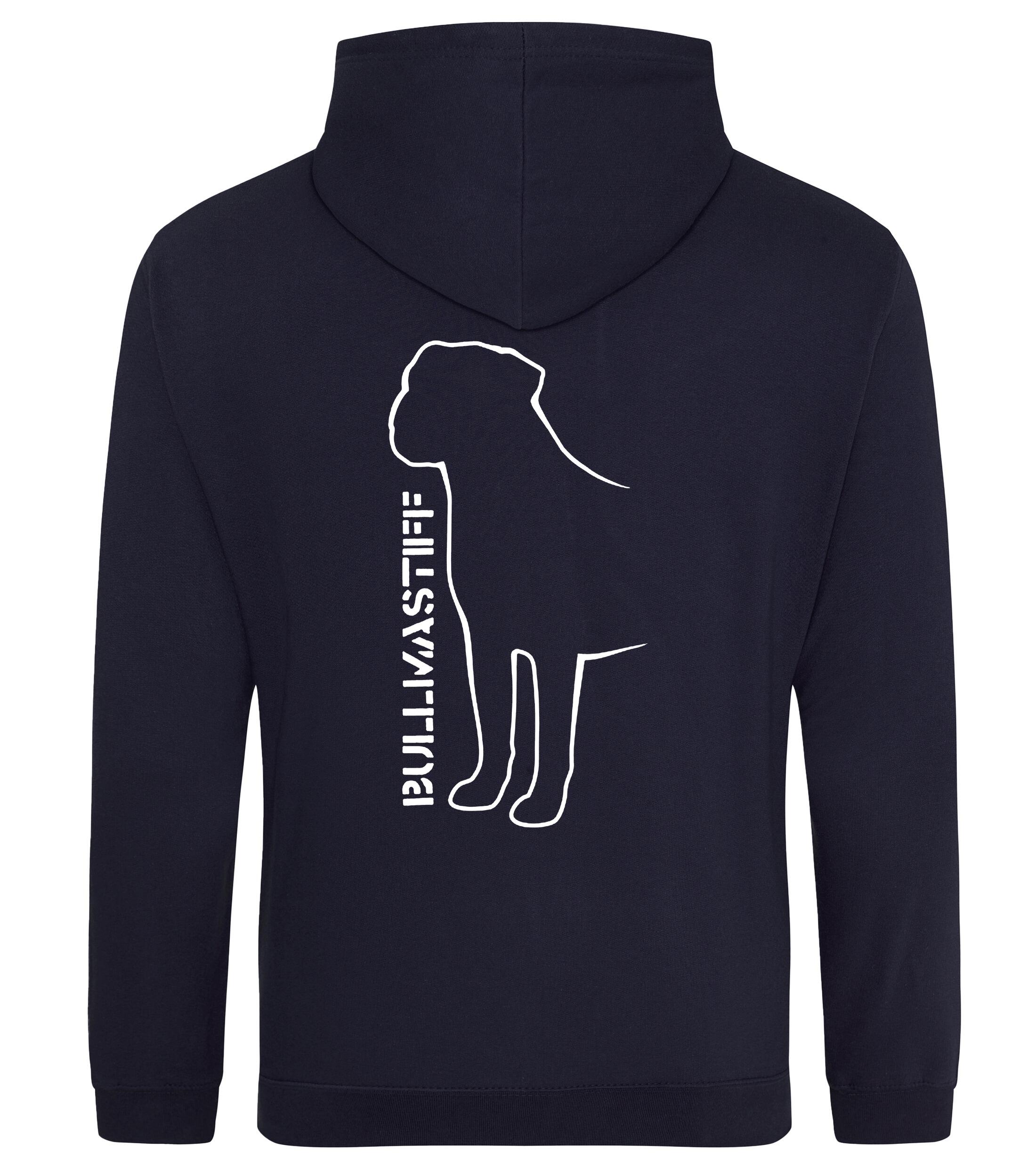 Unisex Bullmastiff (Standing) Pullover Hoodie French Navy (White)