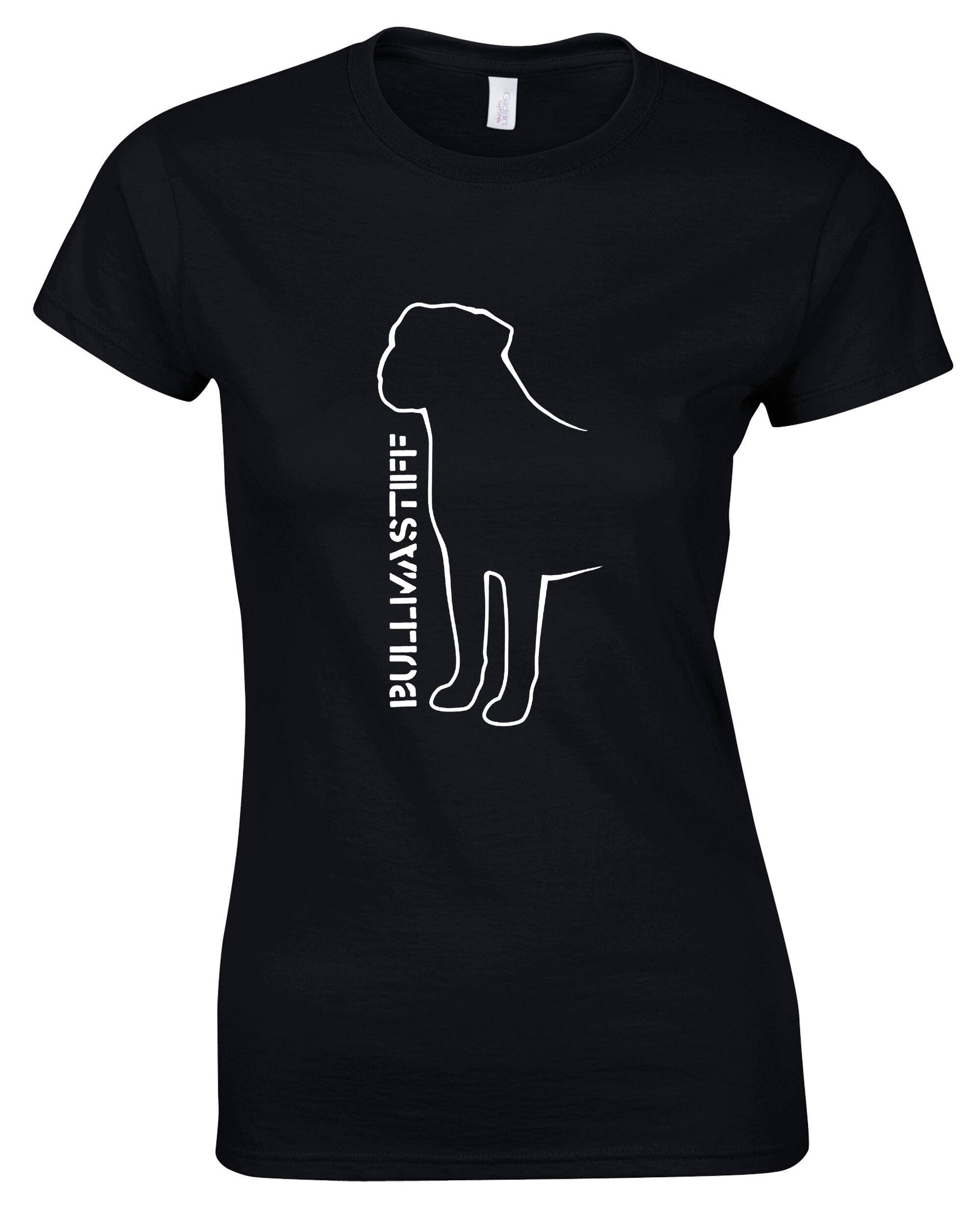 Female Bullmastiff (Standing) T-Shirt Black (White)