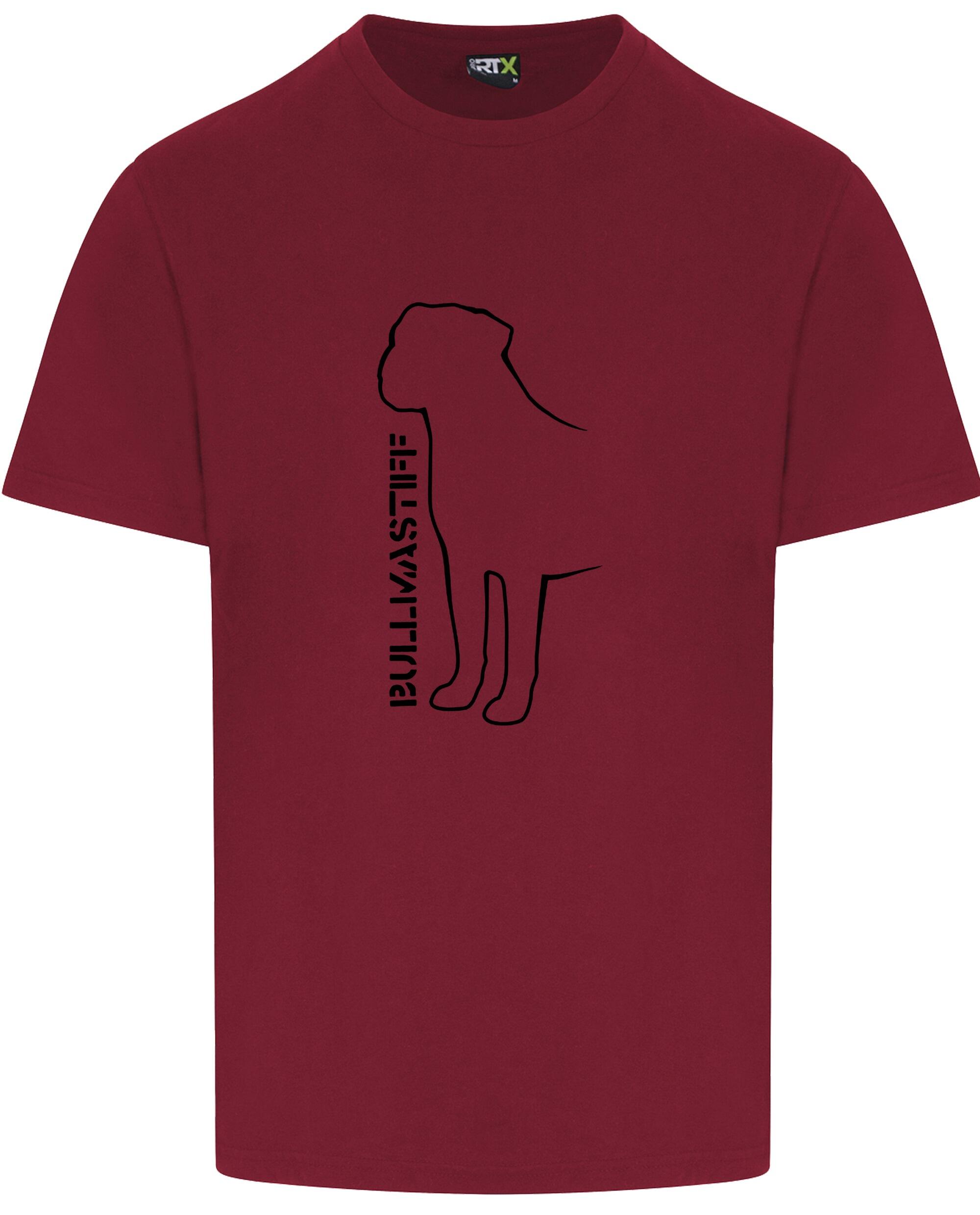 Unisex Bullmastiff (Standing) T-Shirt Burgundy (Black)