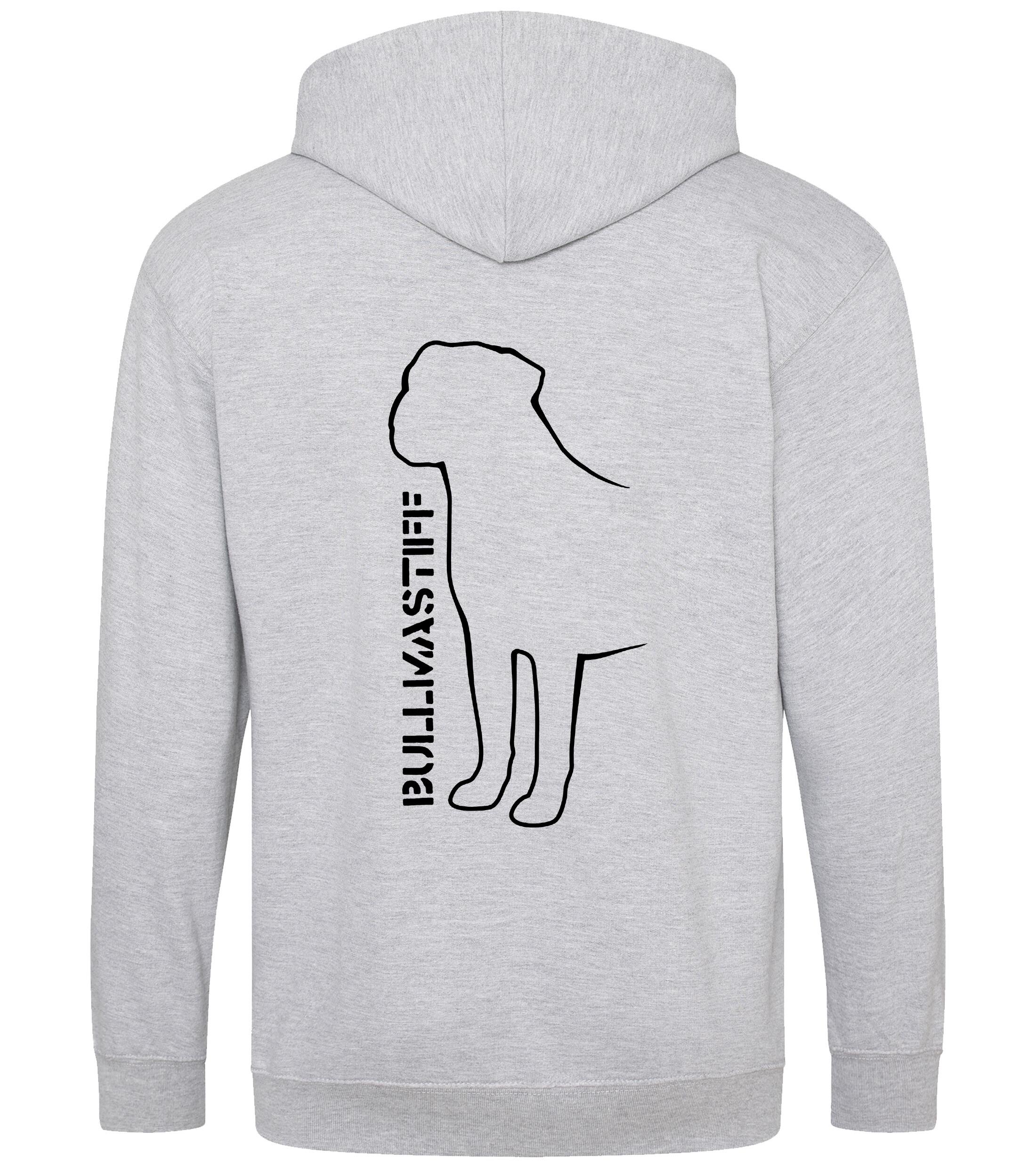 Unisex Bullmastiff (Standing) Zipped Hoodie Heather Grey (Black)
